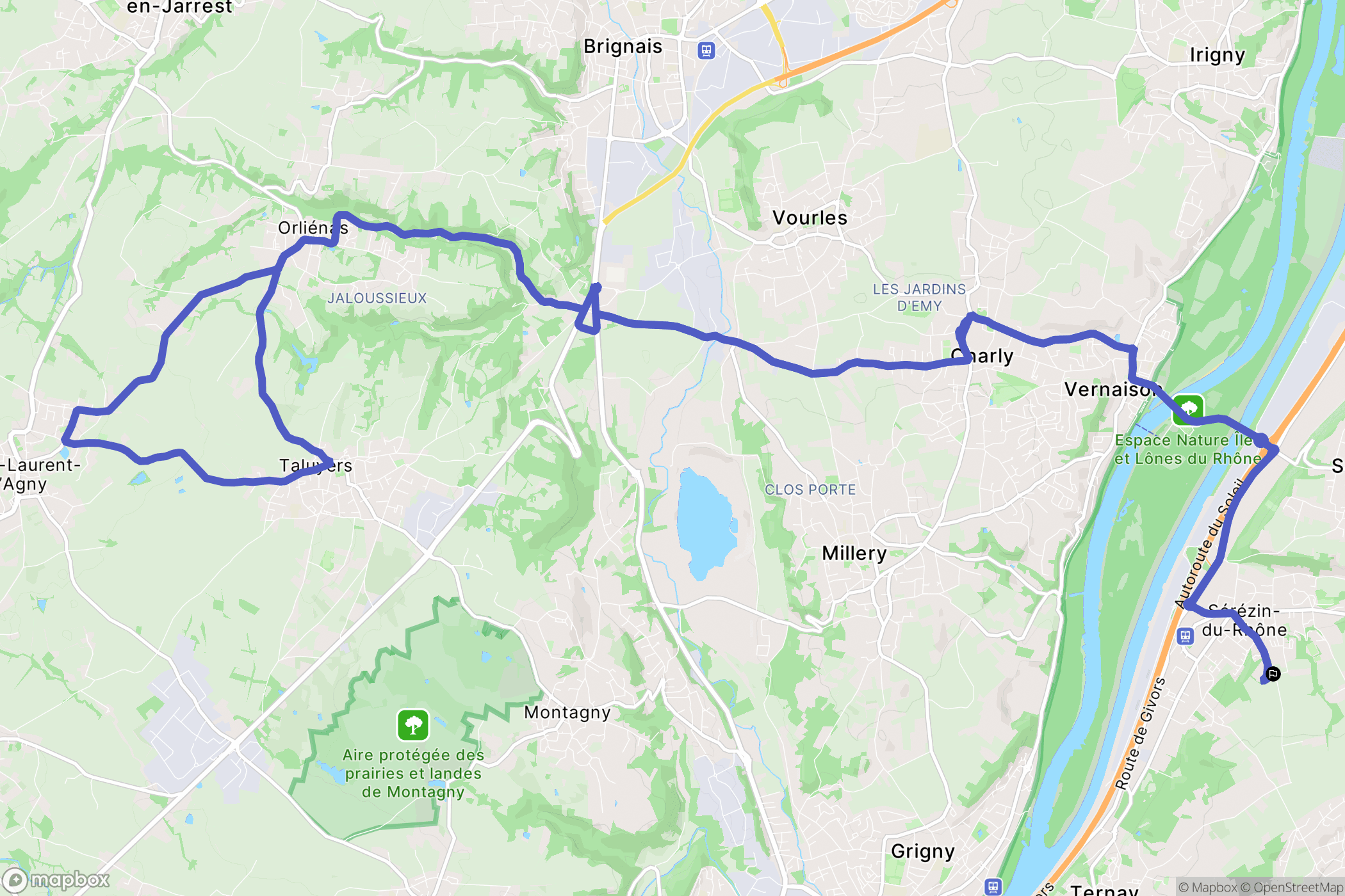 Sérézin-du-Rhône : carte du parcours de randonnée - France