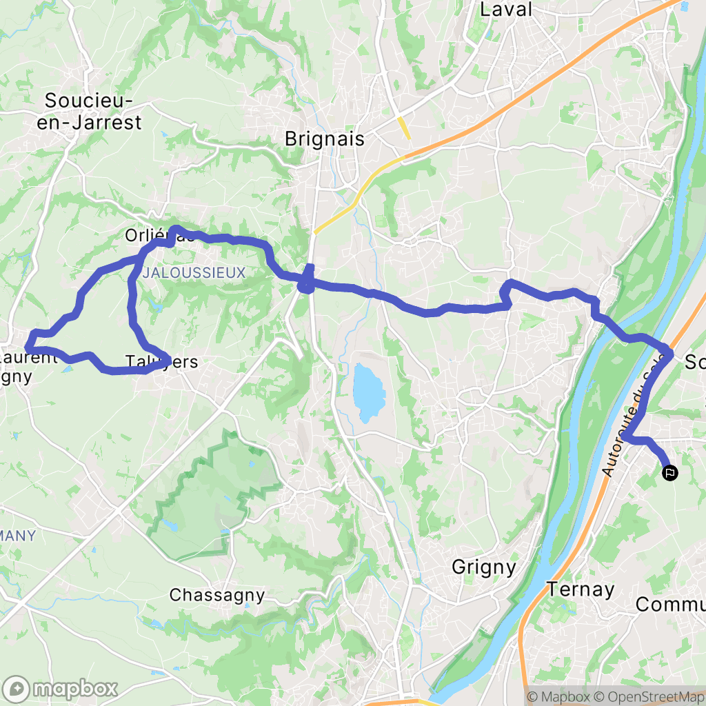 Sérézin-du-Rhône : carte du parcours de randonnée - France