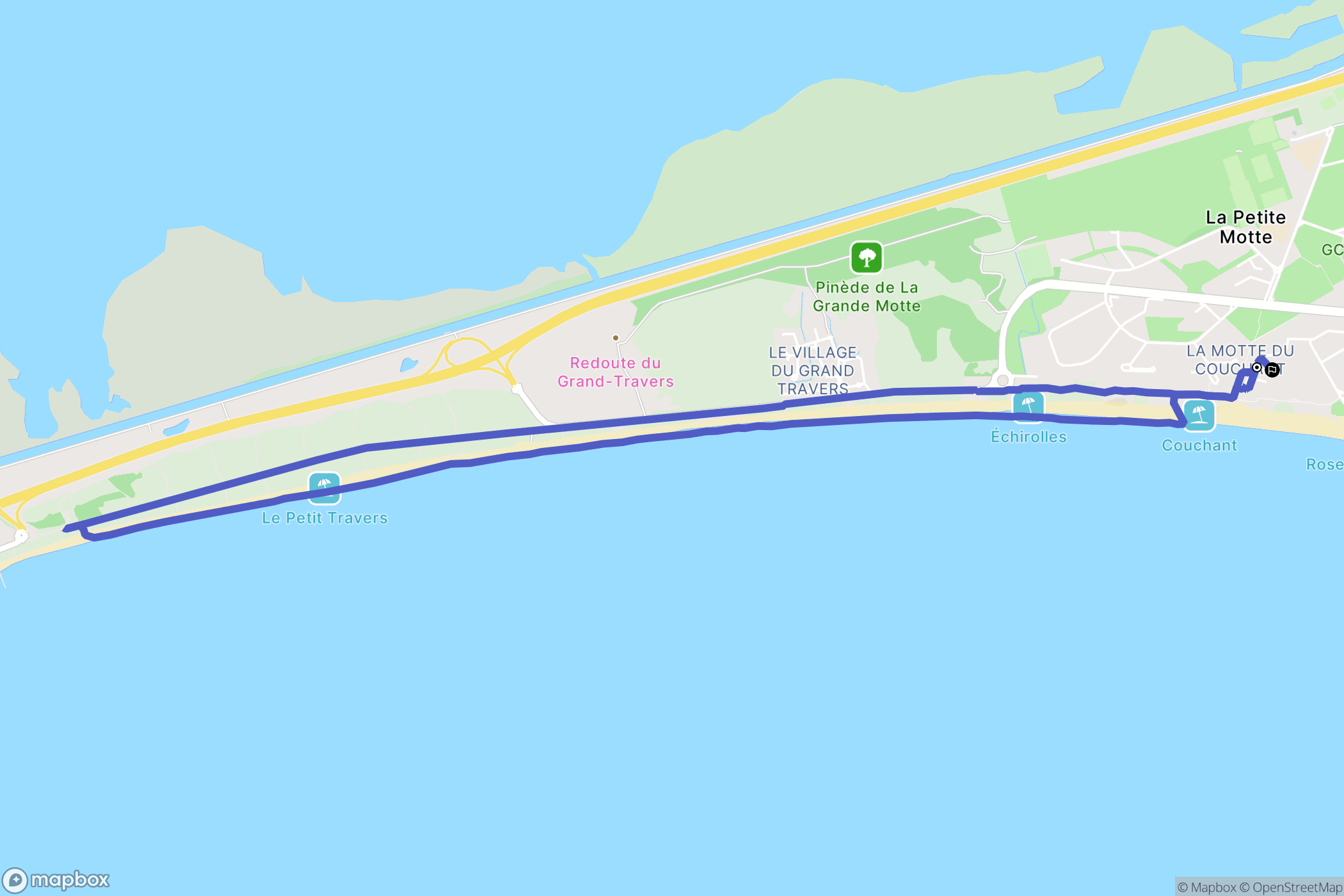 La Grande-Motte : carte du parcours de randonnée - France