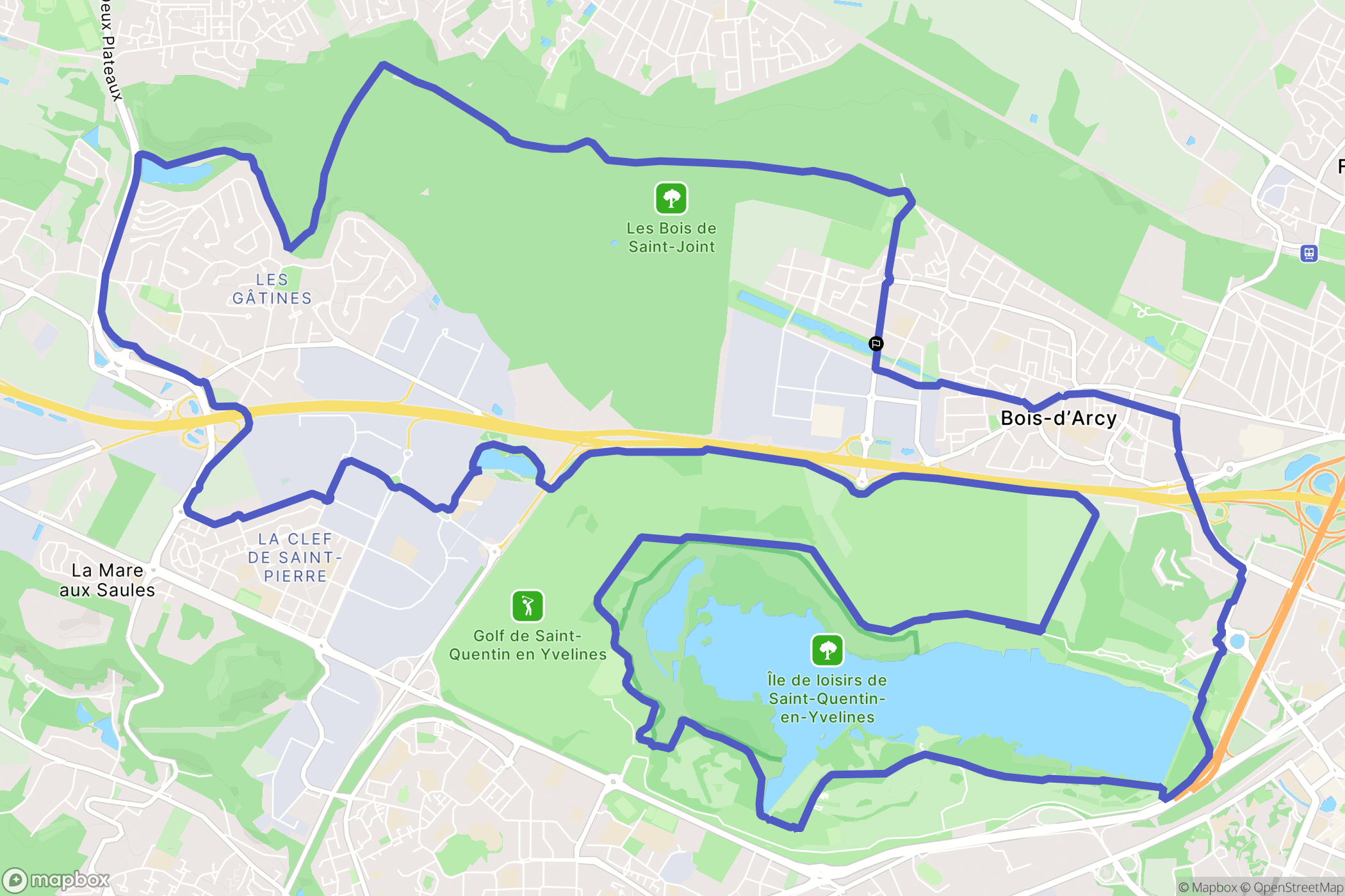 Bois-d'Arcy : carte du parcours de randonnée - France