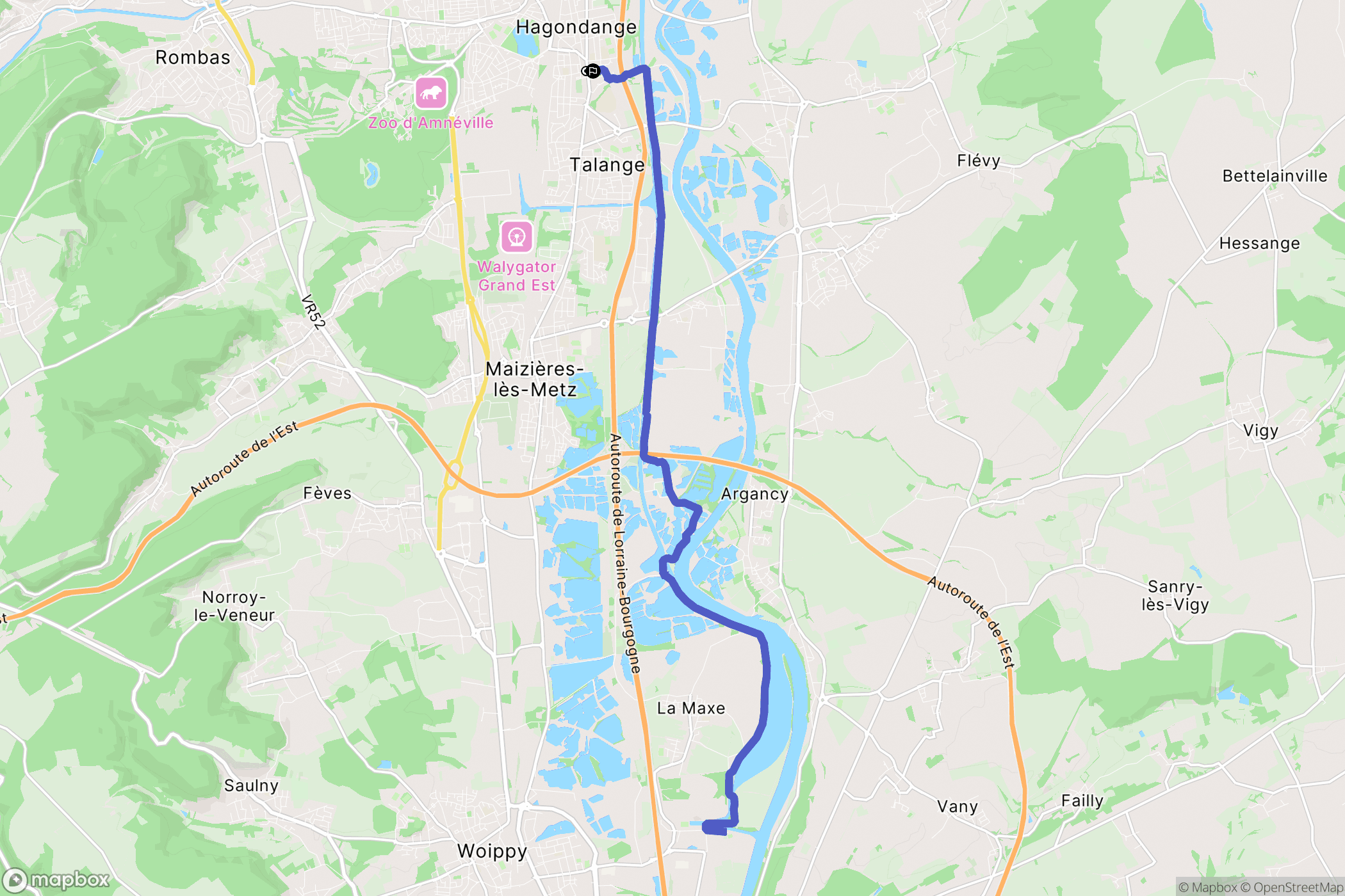 Hagondange : carte du parcours de randonnée - France