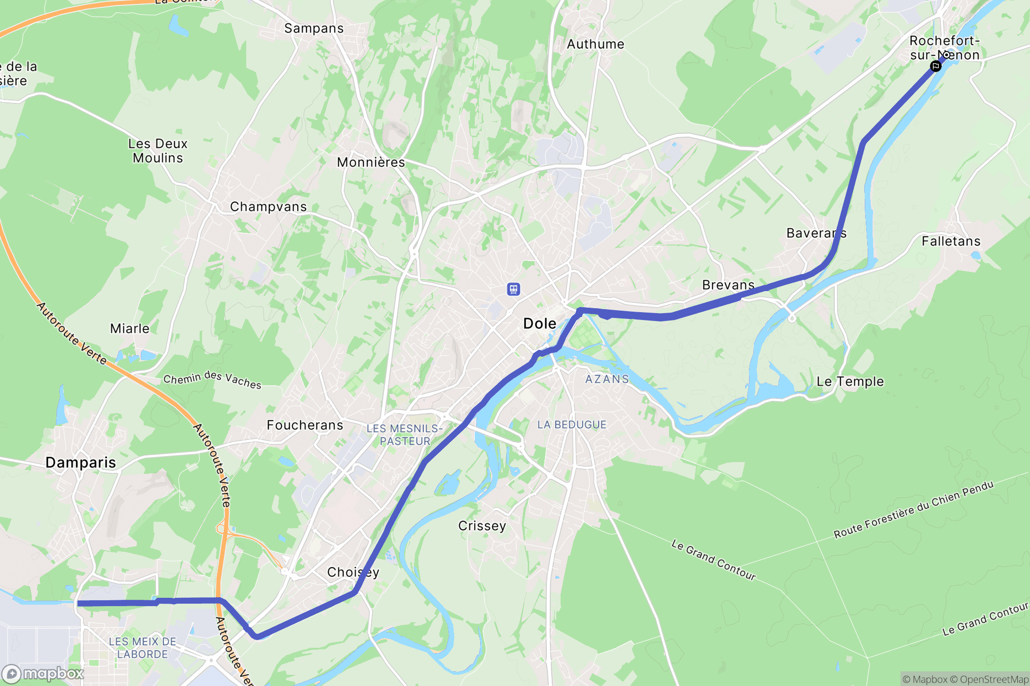 Rochefort-sur-Nenon : carte du parcours de randonnée - France
