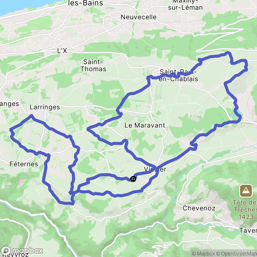Vinzier : carte du parcours de randonnée - France