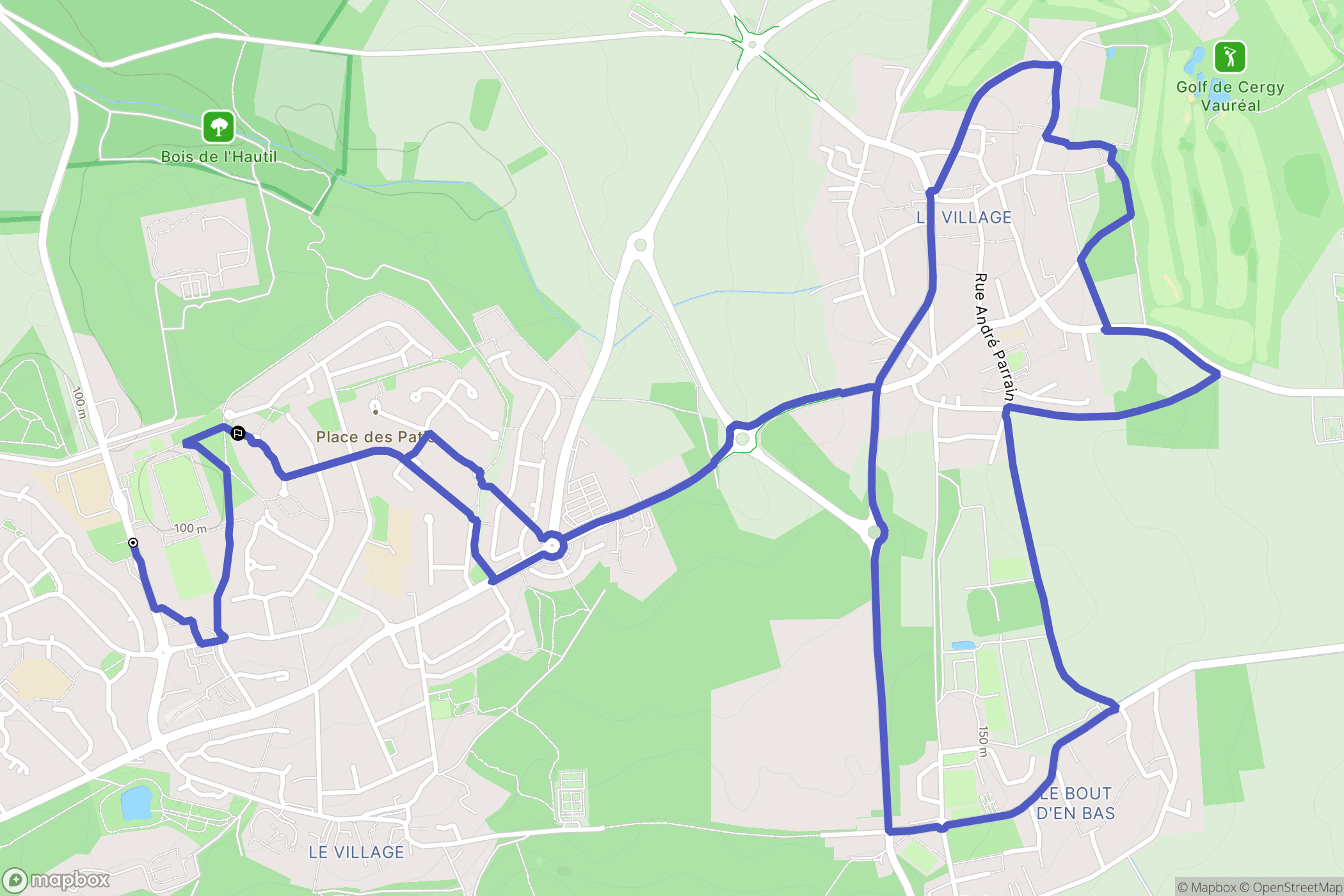 Menucourt : carte du parcours de randonnée - France