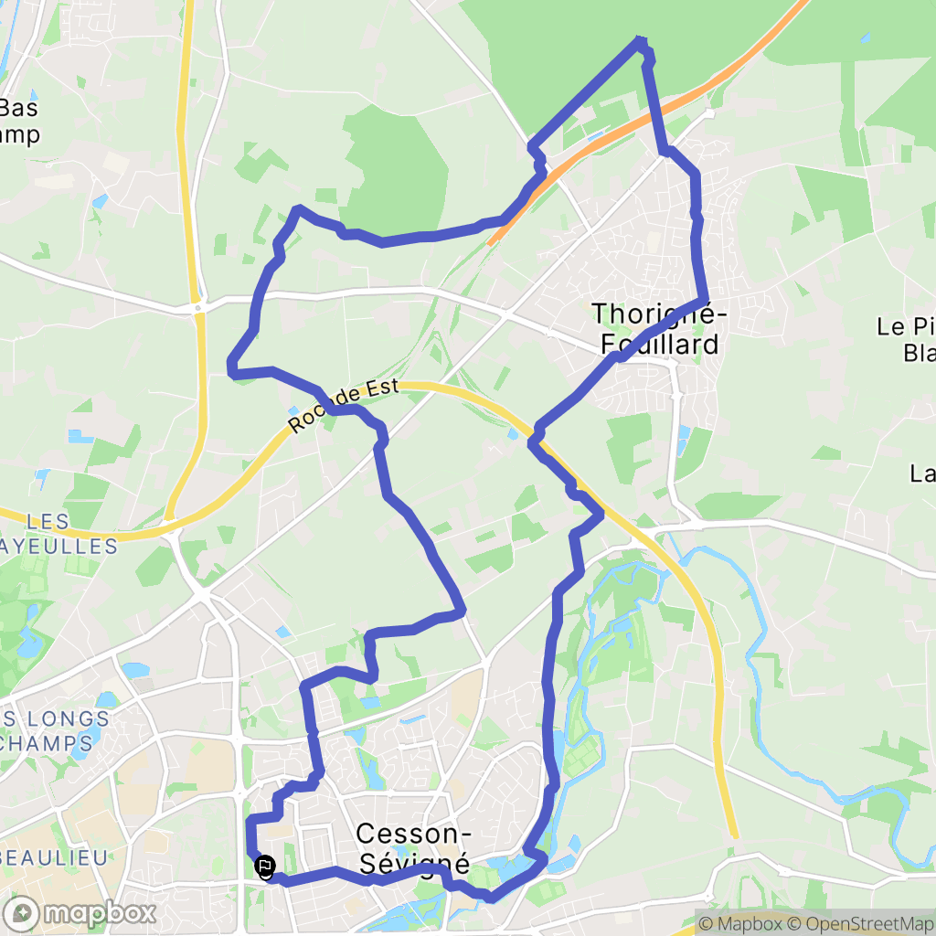Cesson-Sévigné : carte du parcours de randonnée - France