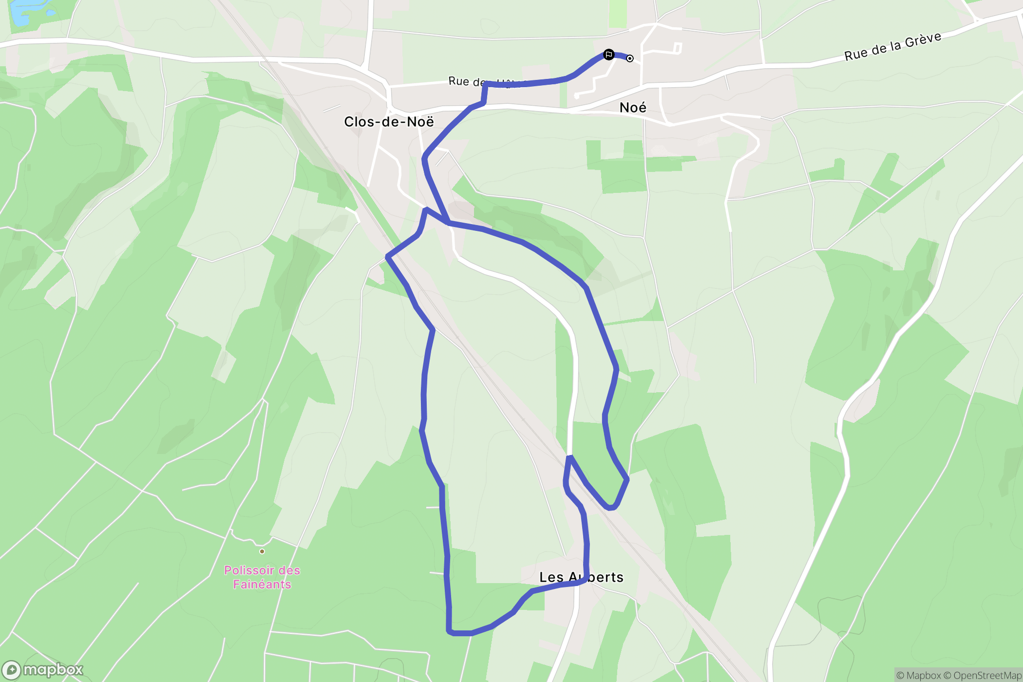 Noé : carte du parcours de randonnée - France