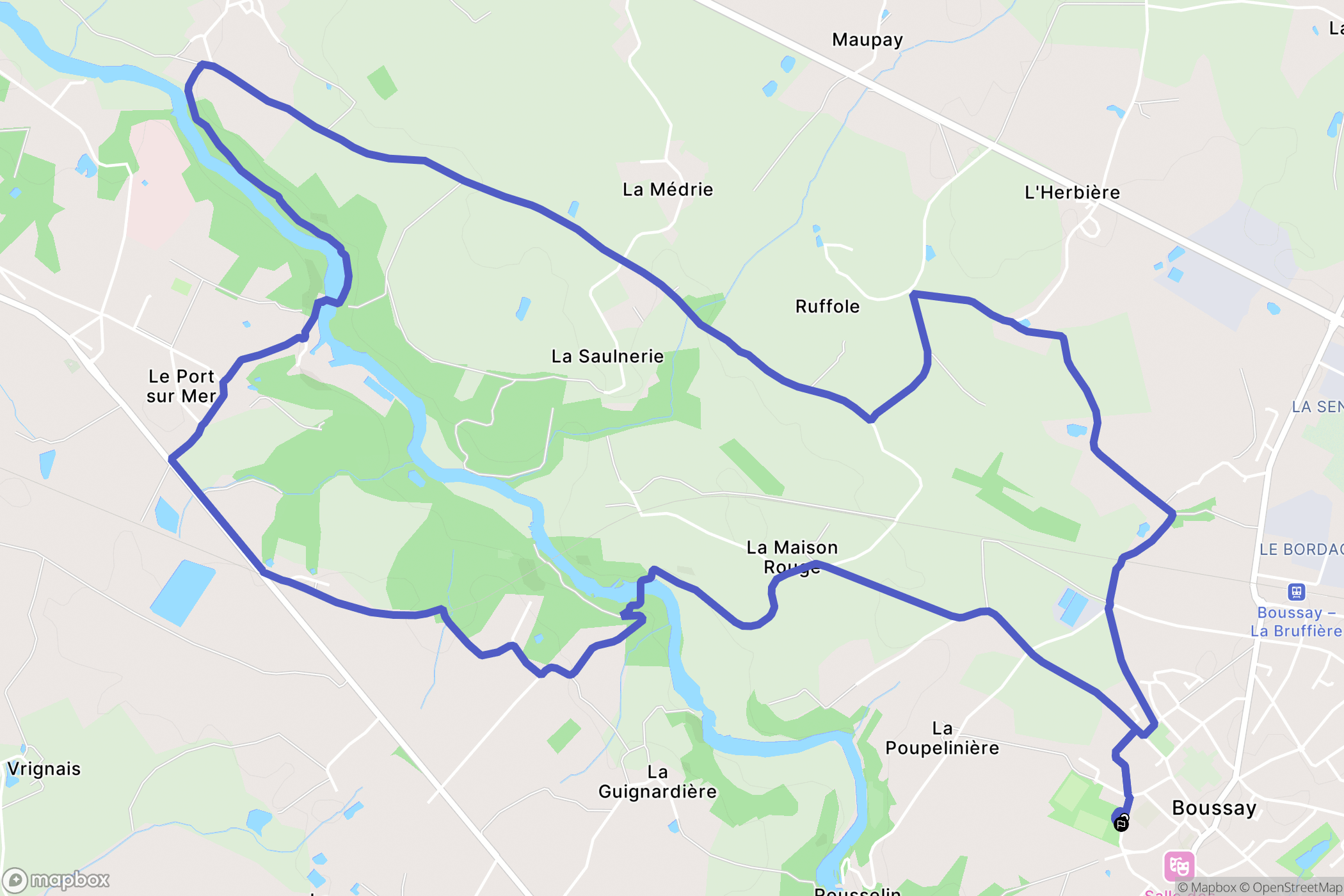 Boussay : carte du parcours de randonnée - France
