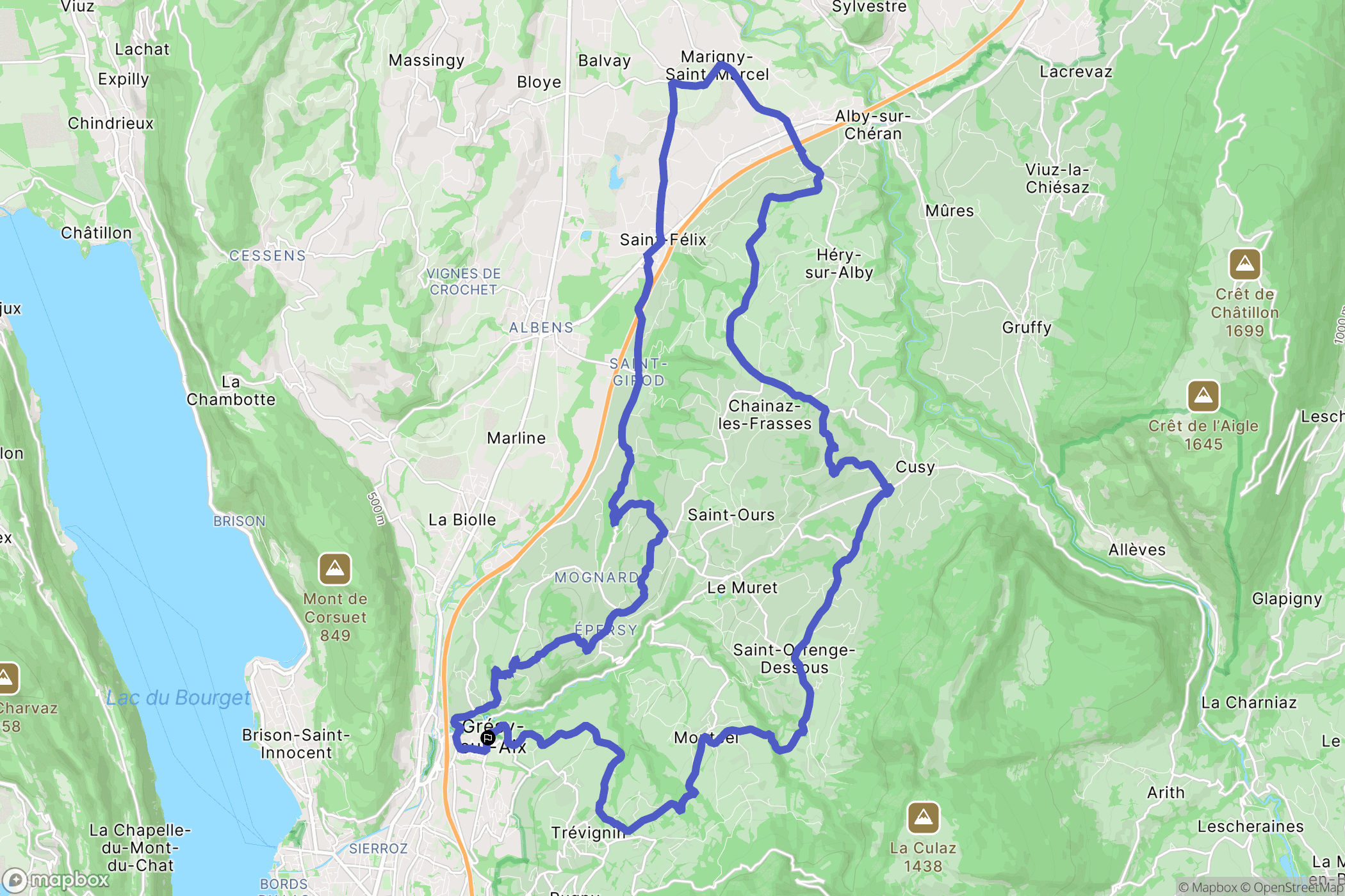 Grésy-sur-Aix : carte du parcours de randonnée - France