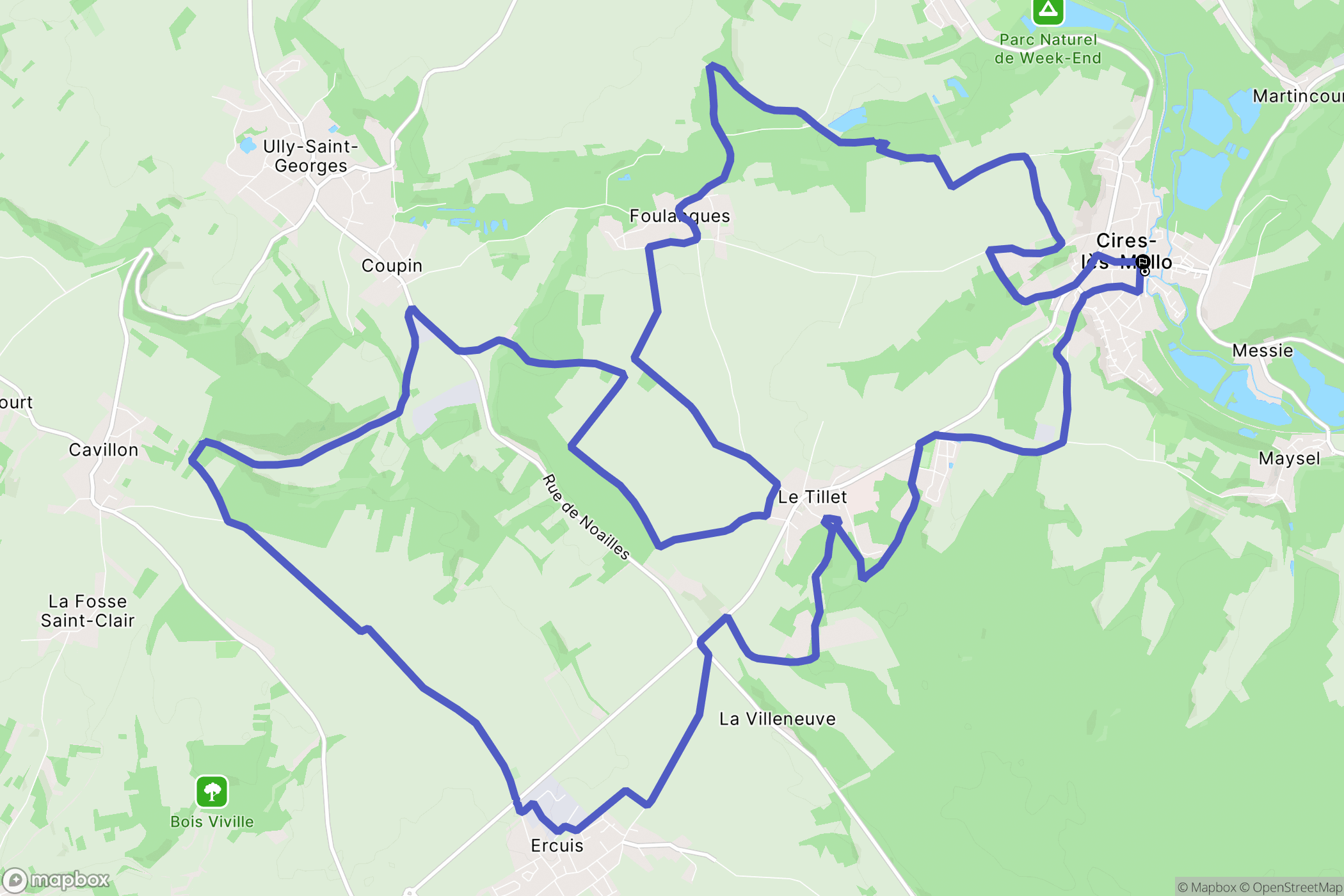Cires-lès-Mello : carte du parcours de randonnée - France