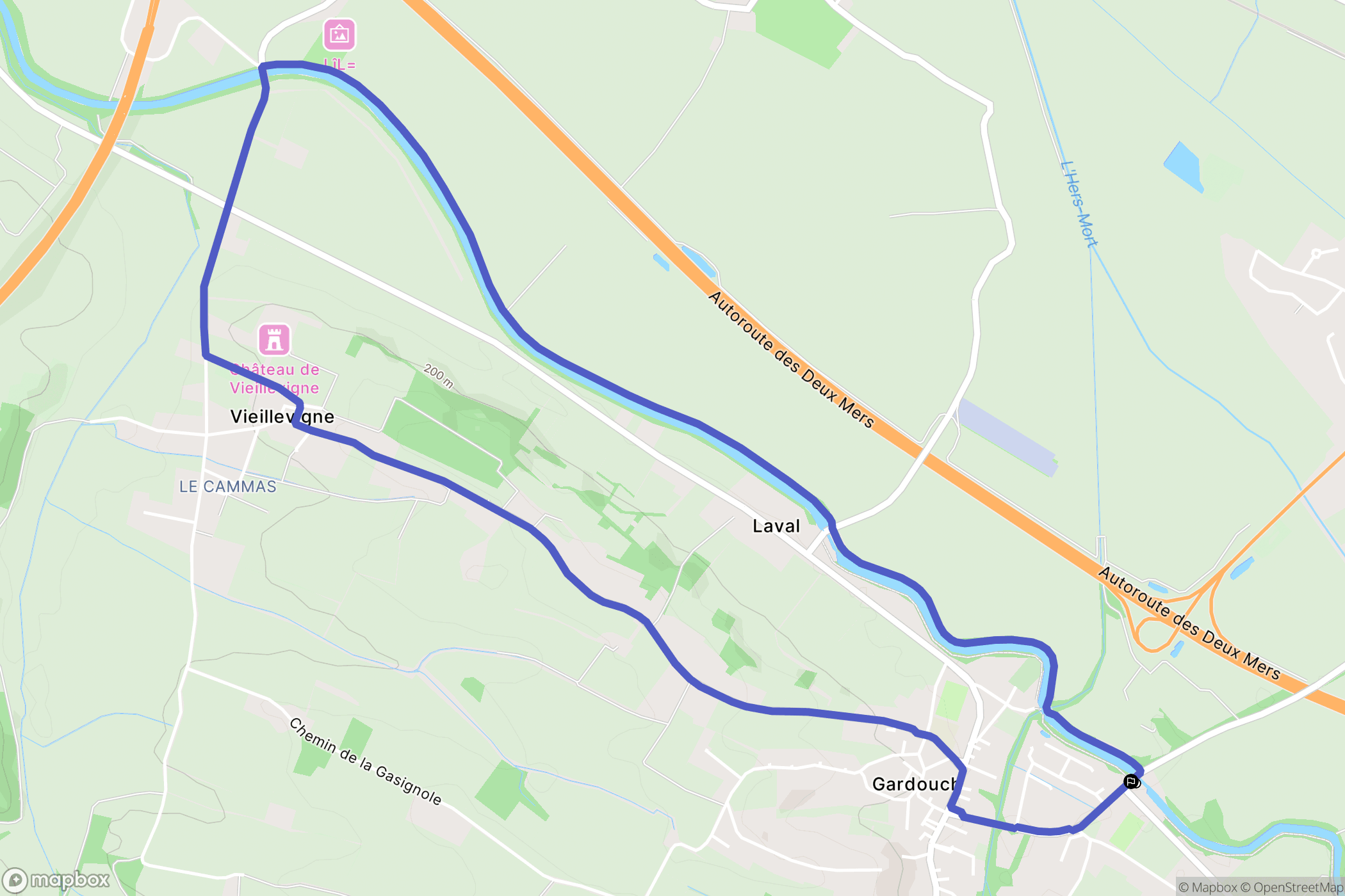 Gardouch : carte du parcours de randonnée - France