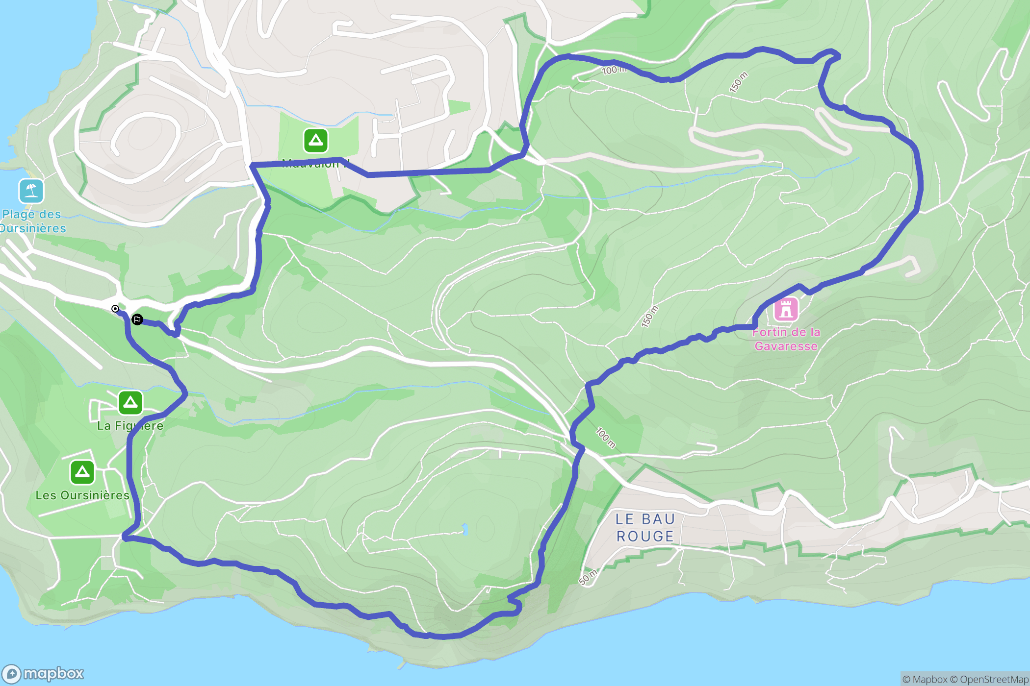 Le Pradet : carte du parcours de randonnée - France