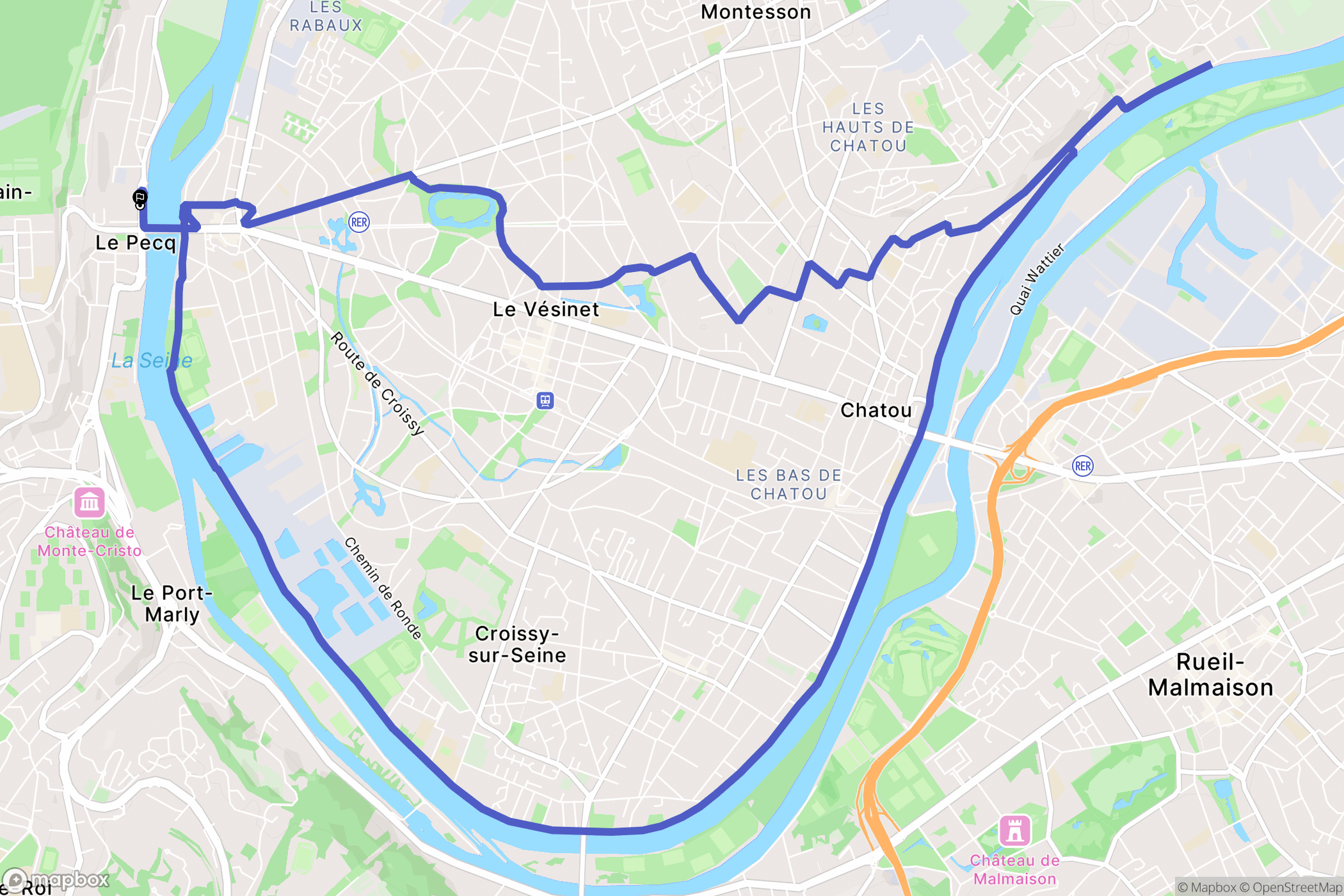 Le Pecq : carte du parcours de randonnée - France