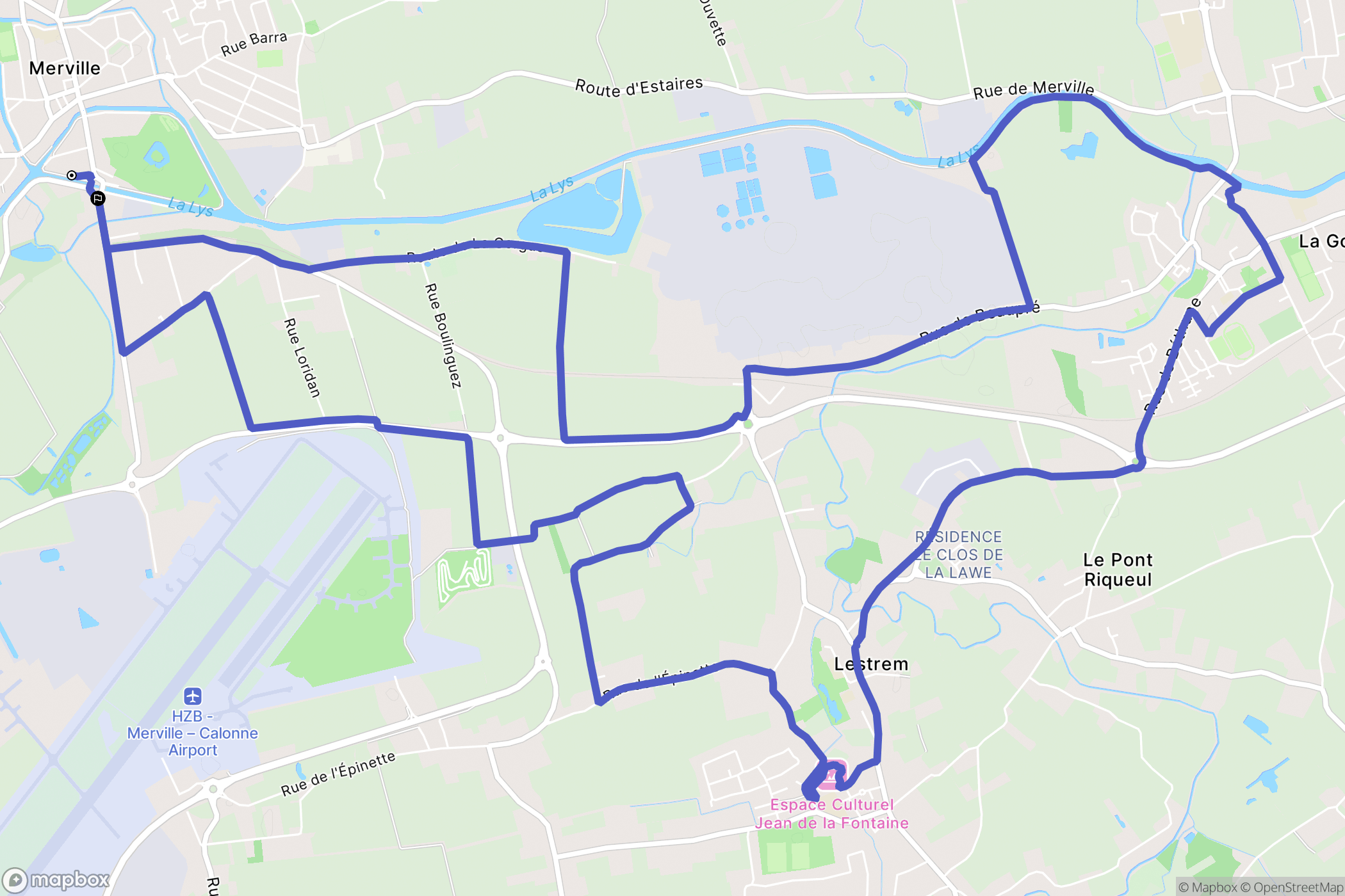 Merville : carte du parcours de randonnée - France