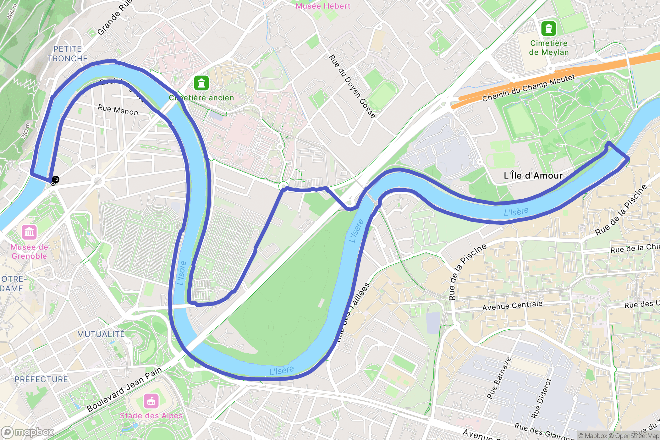 Grenoble : carte du parcours de randonnée - France