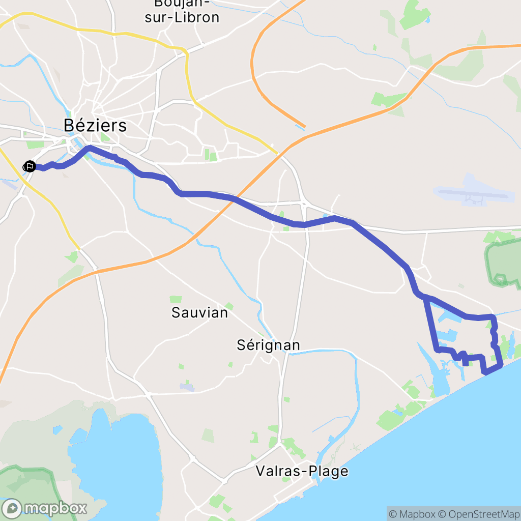 Béziers : carte du parcours de randonnée - France