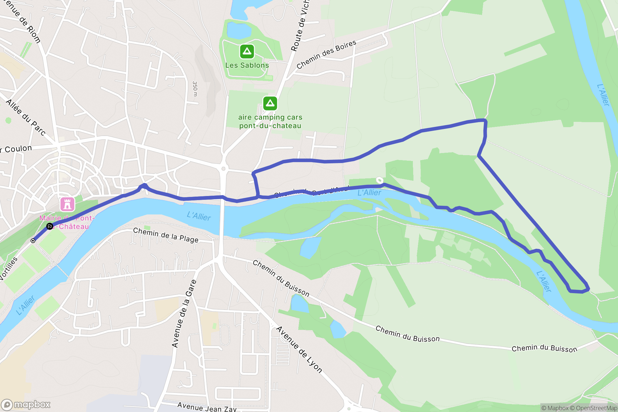 Pont-du-Château : carte du parcours de randonnée - France