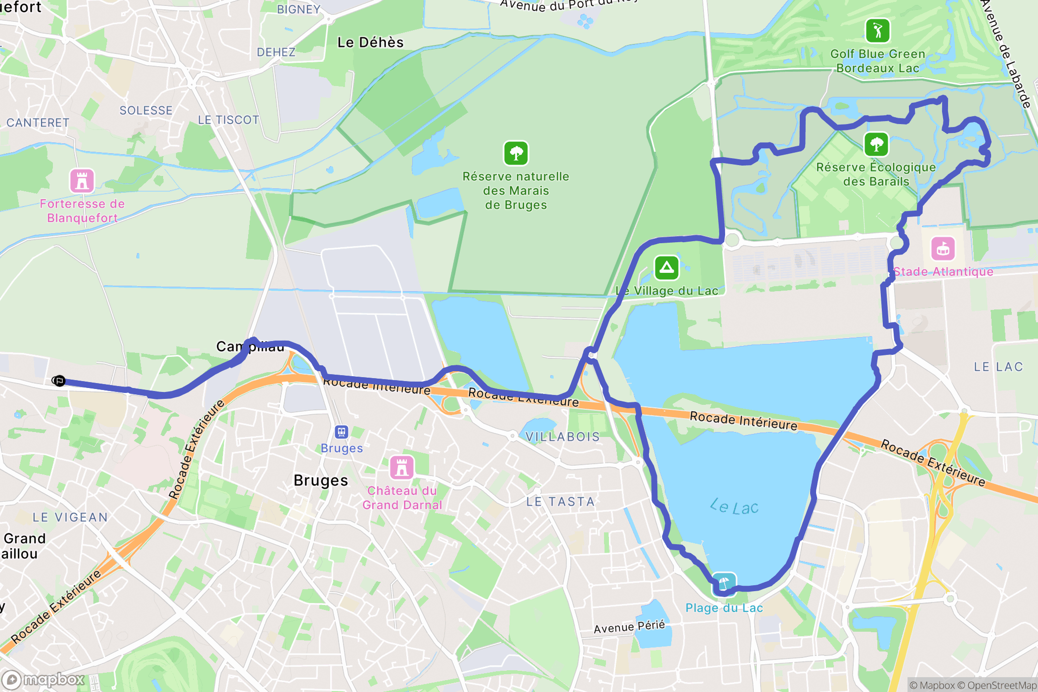 Eysines : carte du parcours de randonnée - France