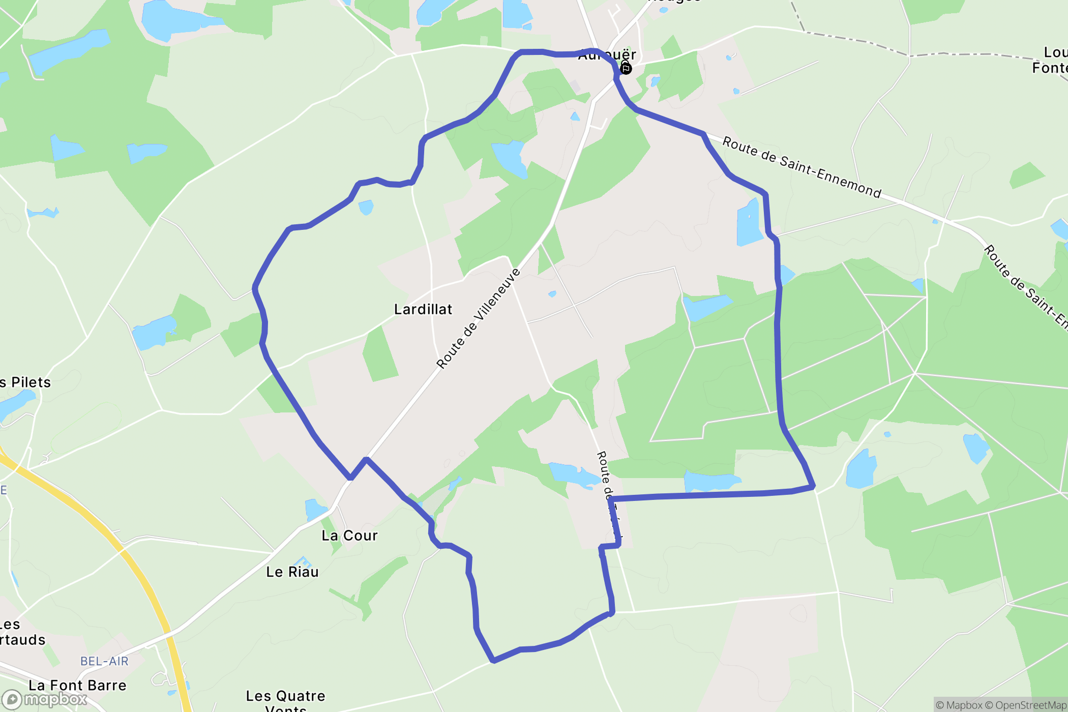 Aurouer : carte du parcours de randonnée - France