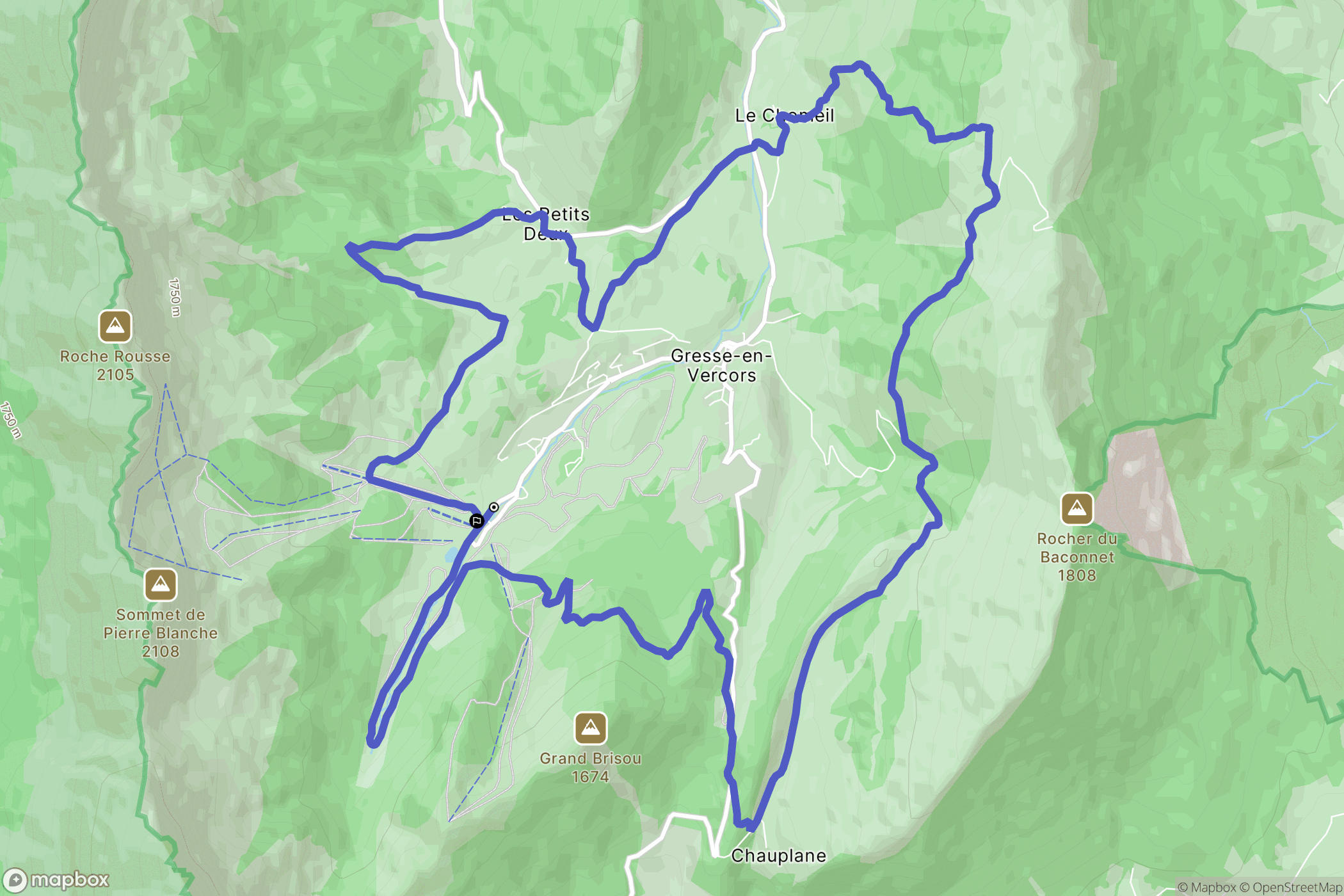 Gresse-en-Vercors : carte du parcours de randonnée - France