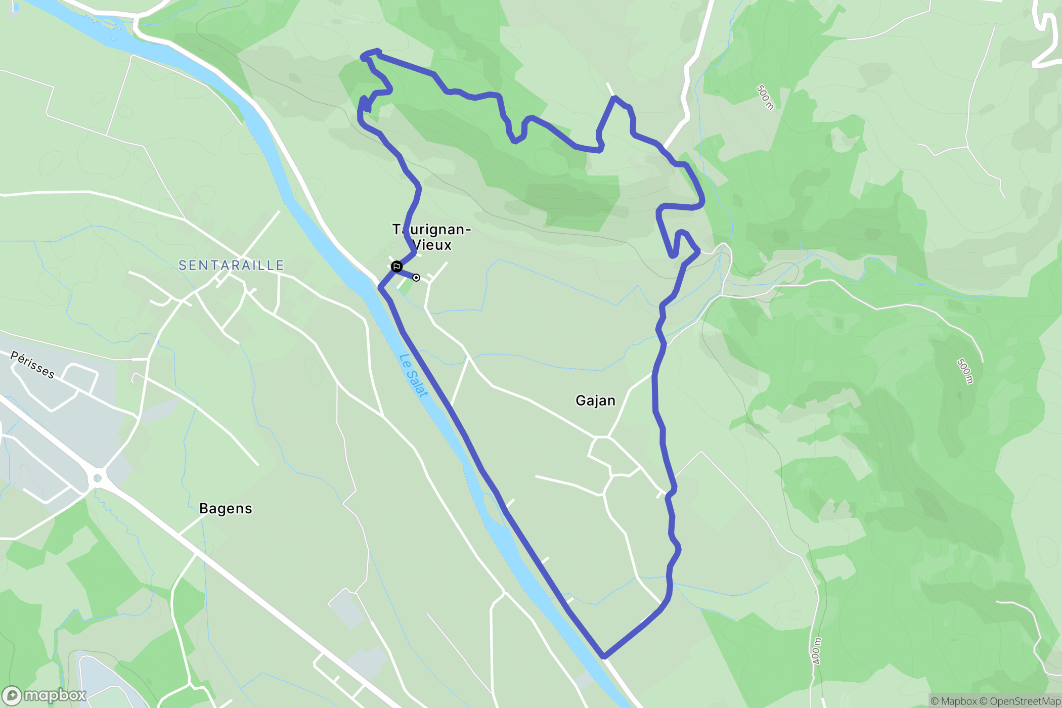 Taurignan-Vieux : carte du parcours de randonnée - France