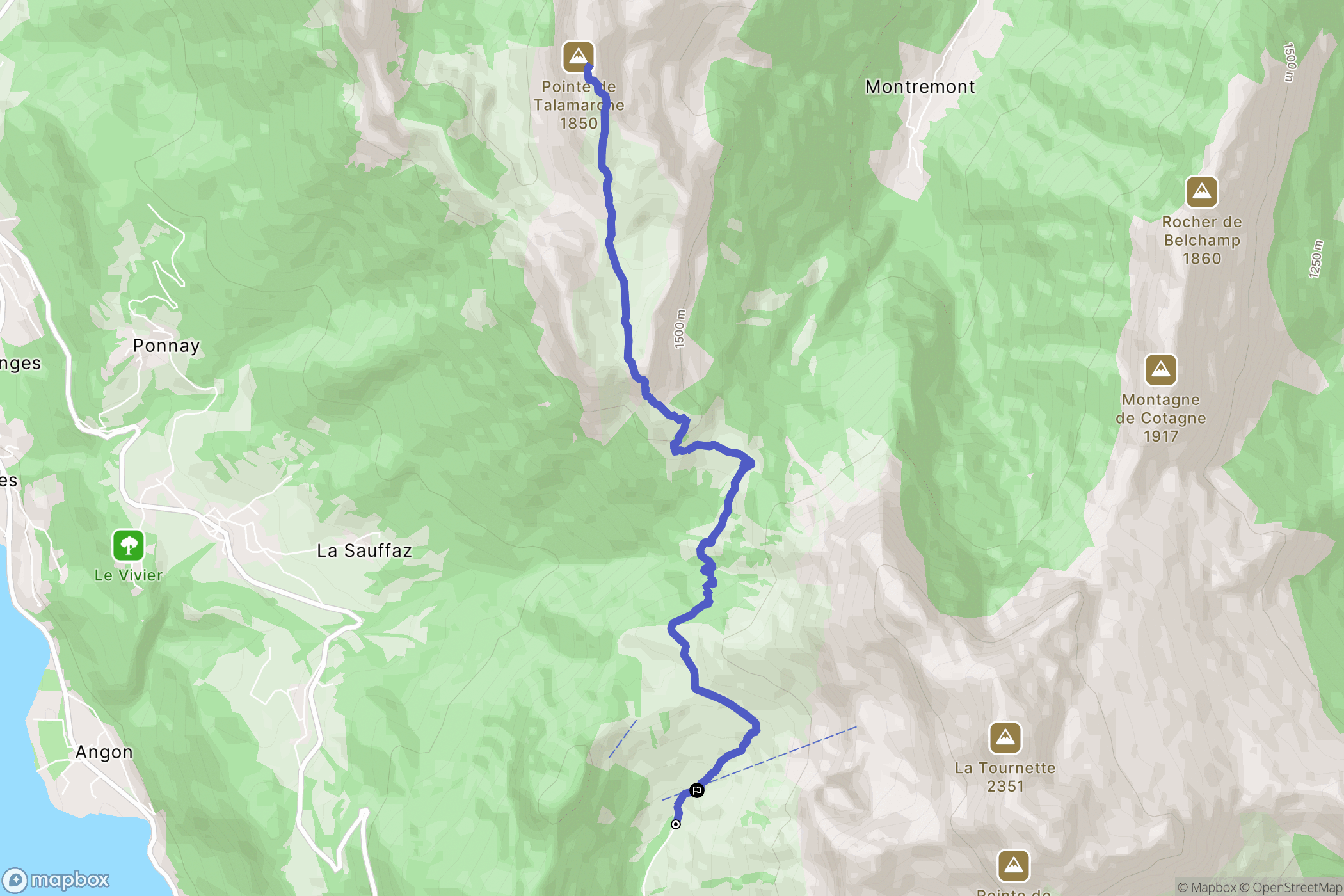 Talloires-Montmin : carte du parcours de randonnée - France