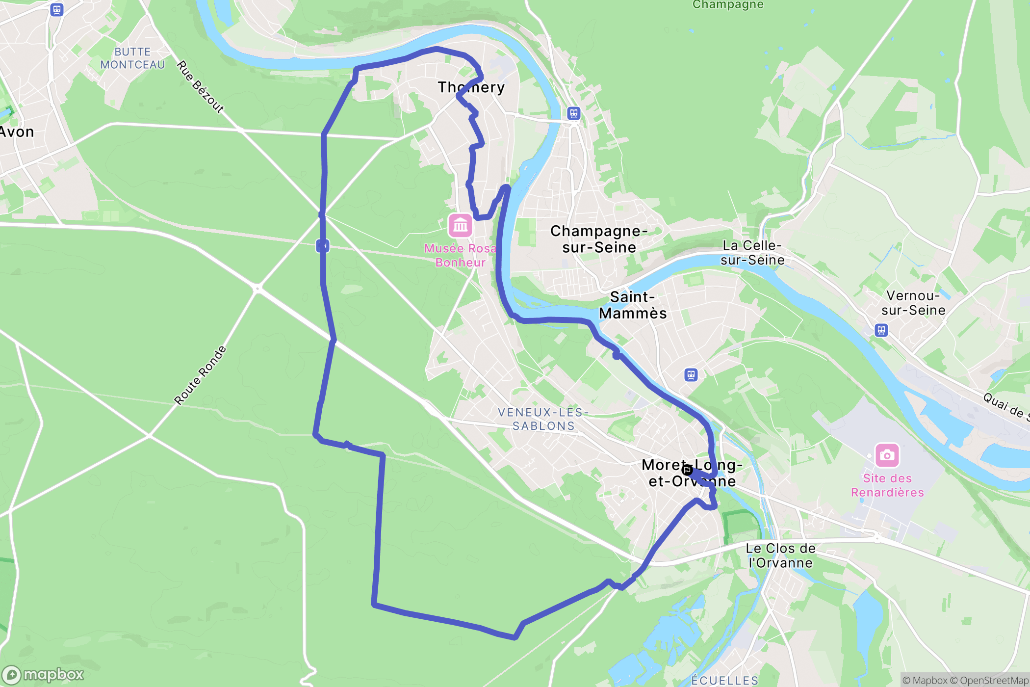 Moret-Loing-et-Orvanne : carte du parcours de randonnée - France