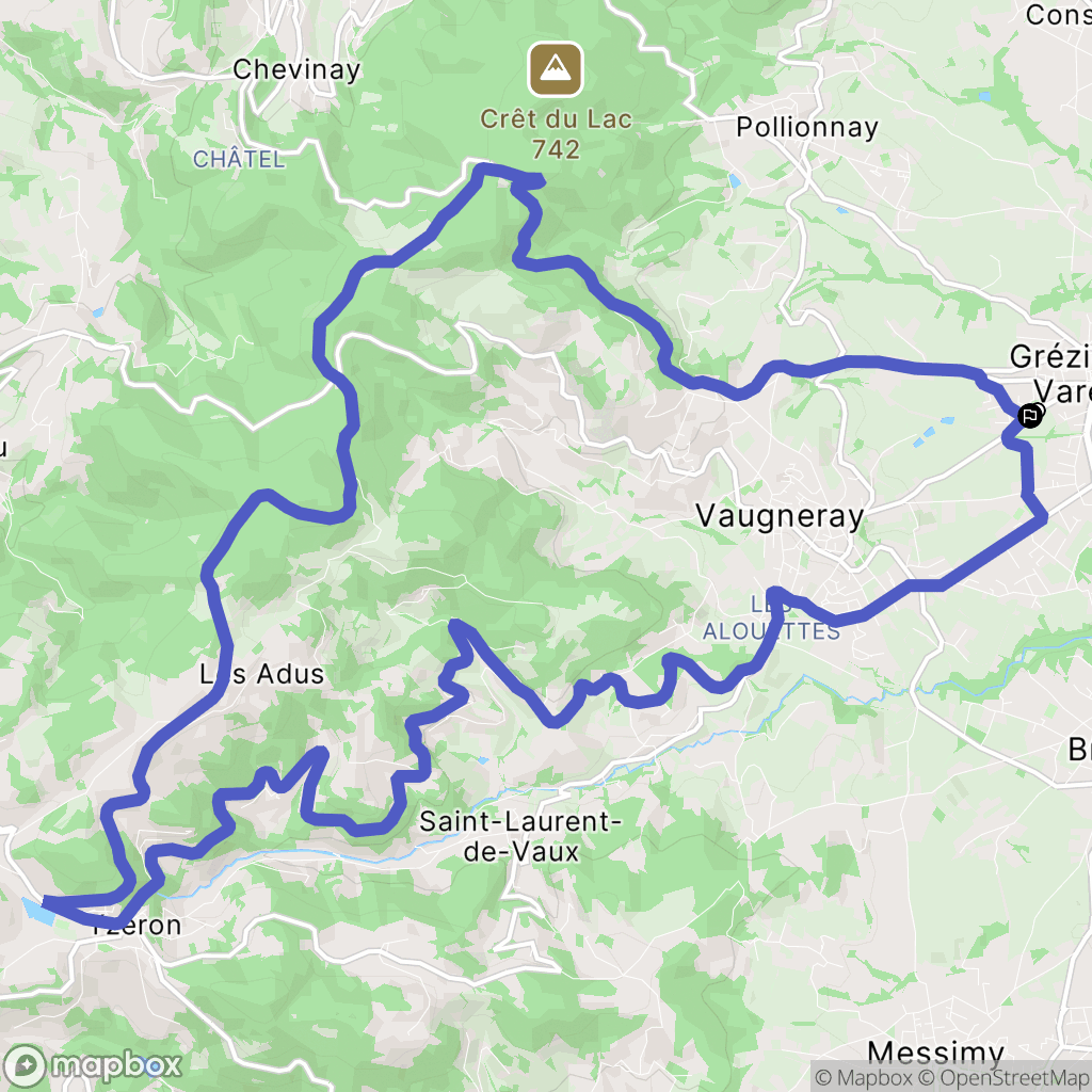 Grézieu-la-Varenne : carte du parcours de randonnée - France
