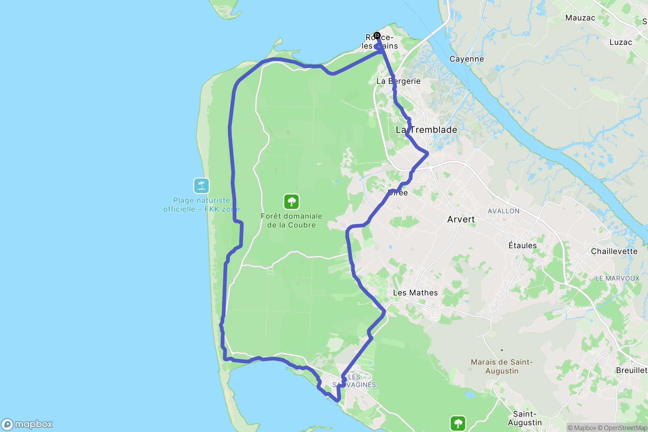 La Tremblade : carte du parcours de randonnée - France