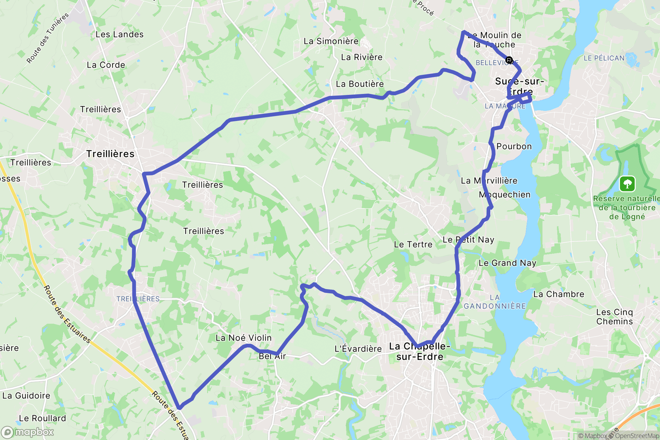 Sucé-sur-Erdre : carte du parcours de randonnée - France