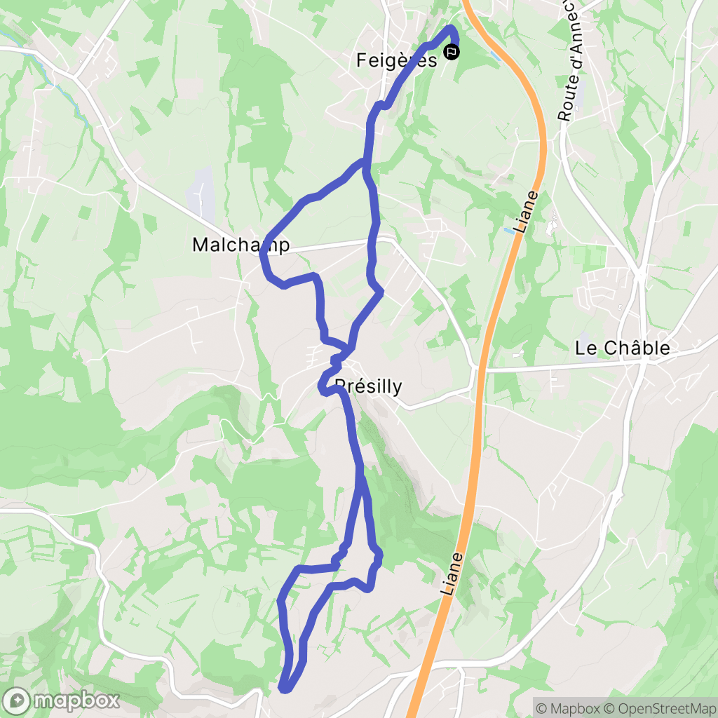 Feigères : carte du parcours de randonnée - France