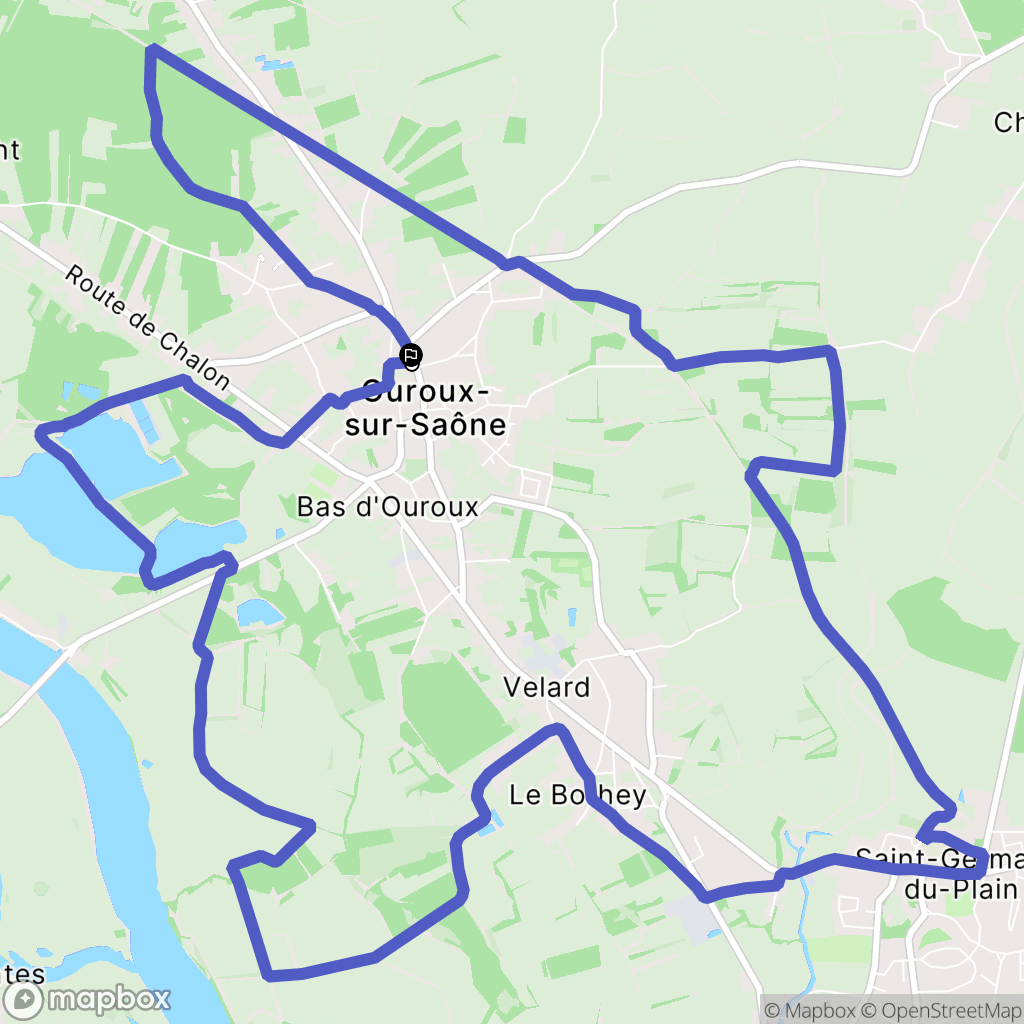Ouroux-sur-Saône : carte du parcours de randonnée - France