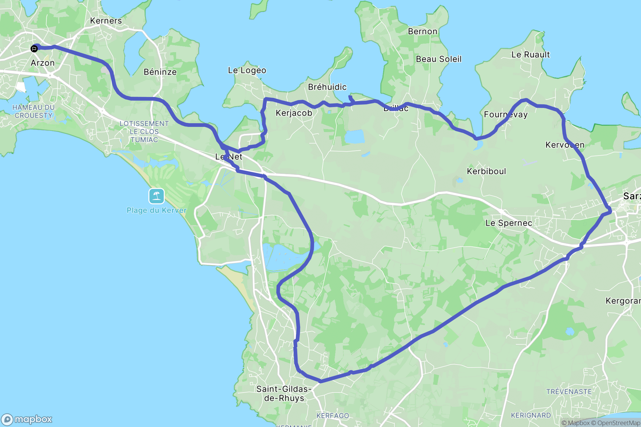 Arzon : carte du parcours de randonnée - France