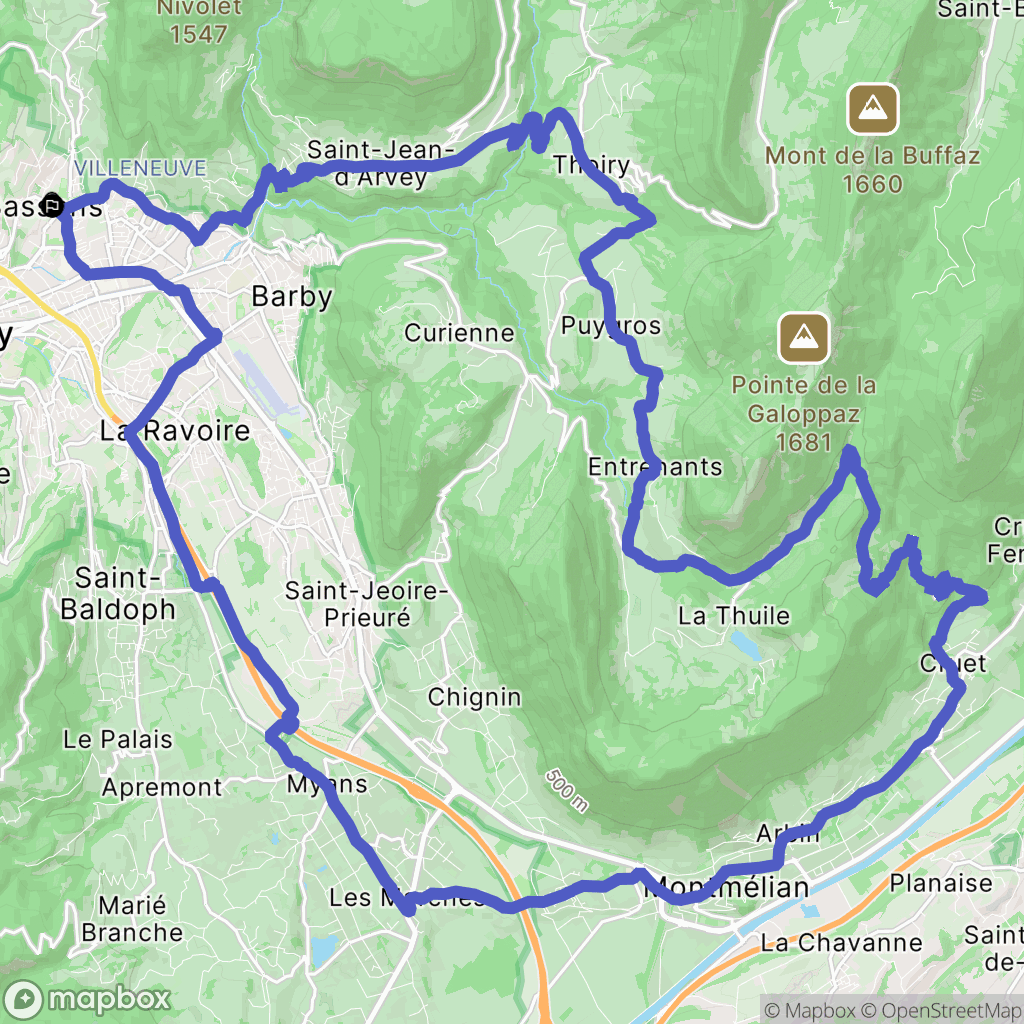 Bassens : carte du parcours de randonnée - France