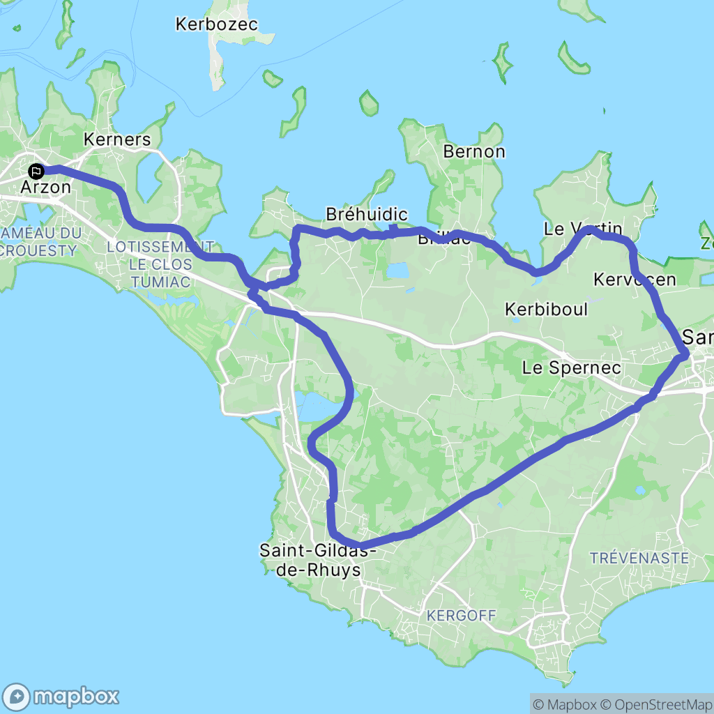 Arzon : carte du parcours de randonnée - France