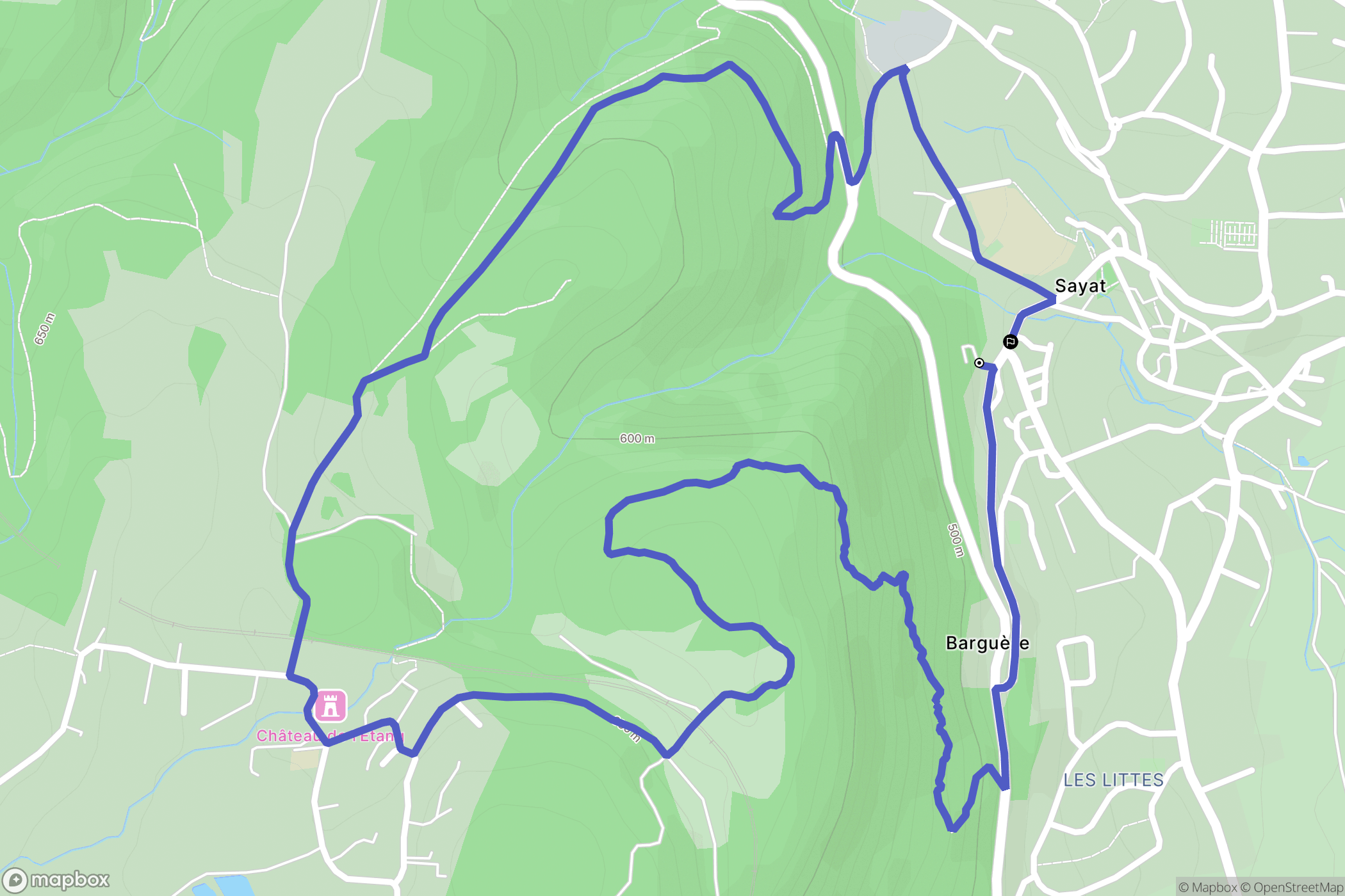 Sayat : carte du parcours de randonnée - France