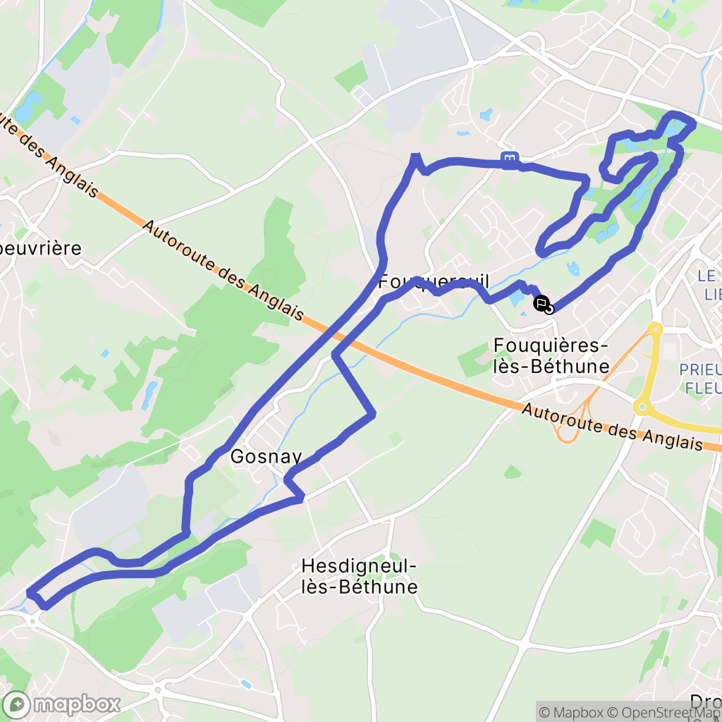Fouquières-lès-Béthune : carte du parcours de randonnée - France