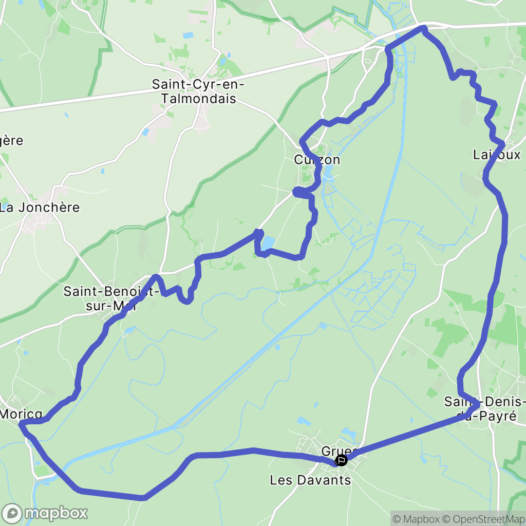Grues : carte du parcours de randonnée - France