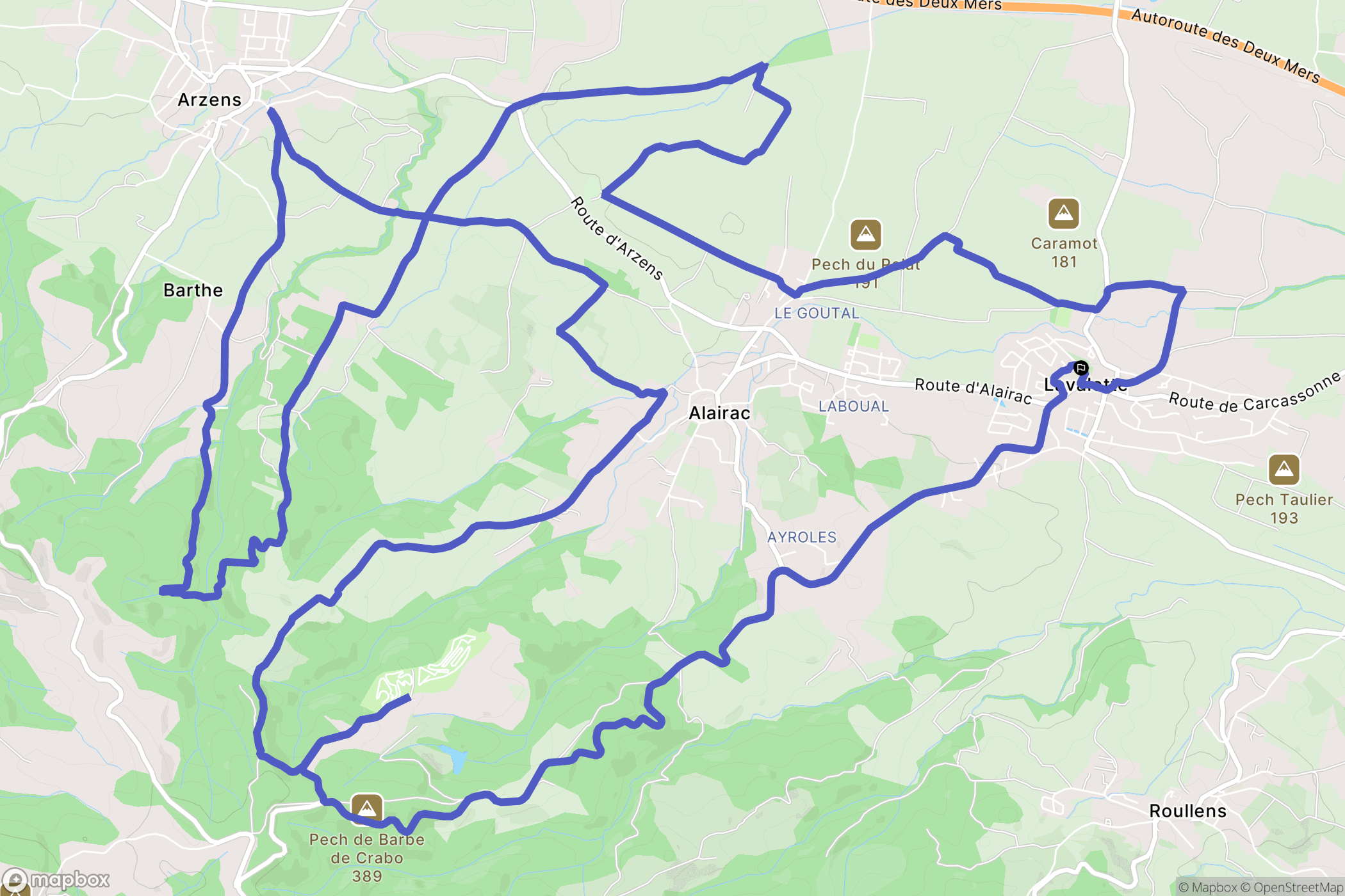Lavalette : carte du parcours de randonnée - France