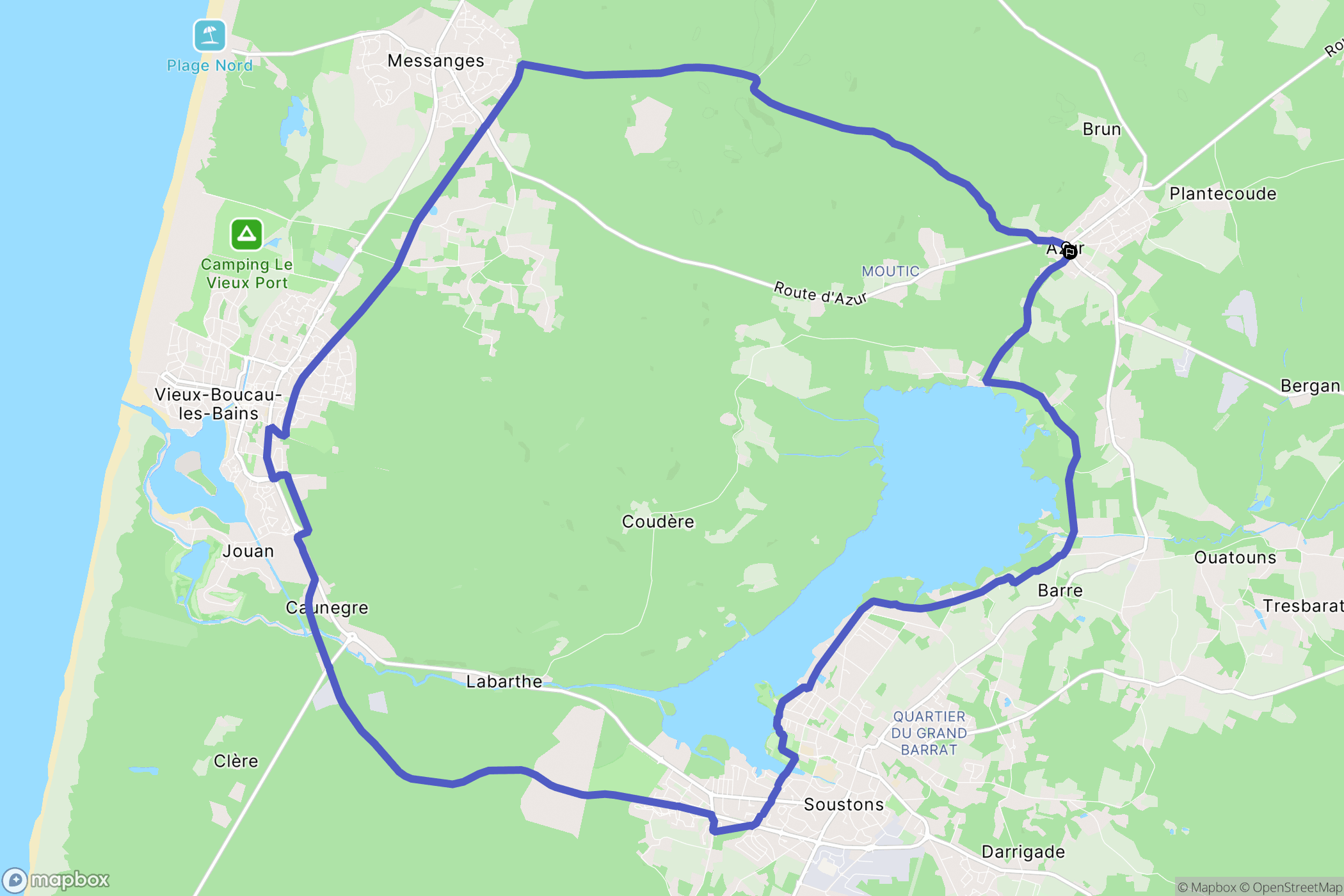 Azur : carte du parcours de randonnée - France