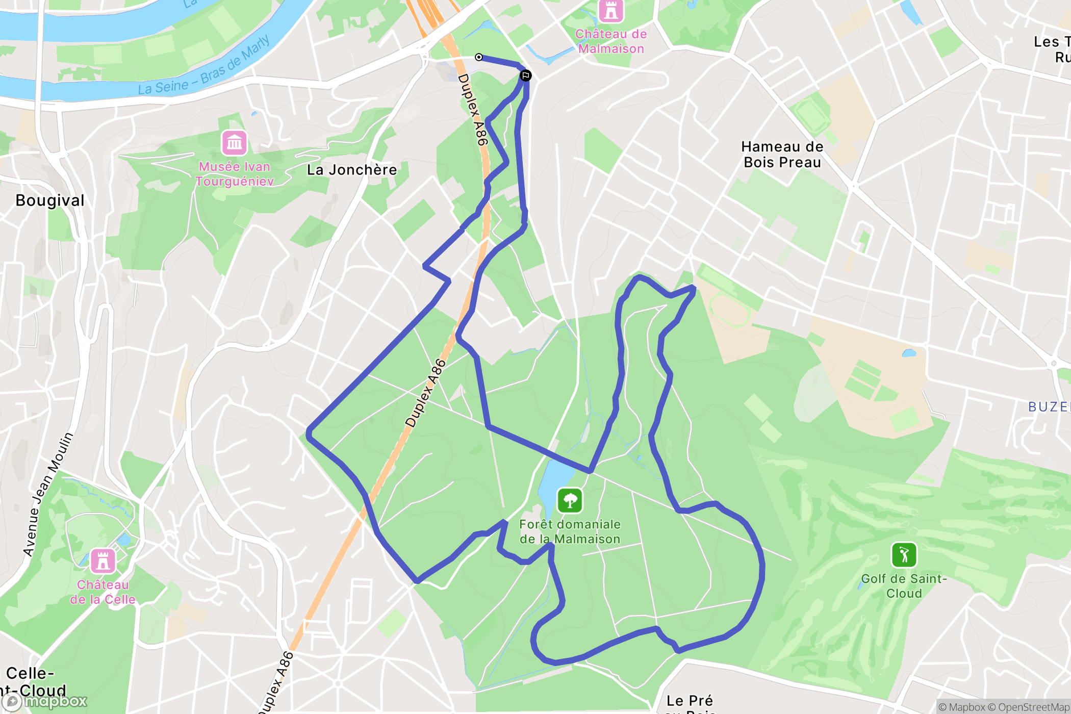 Rueil-Malmaison : carte du parcours de randonnée - France