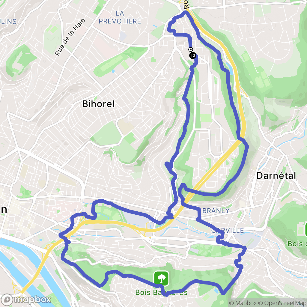 Rouen : carte du parcours de randonnée - France