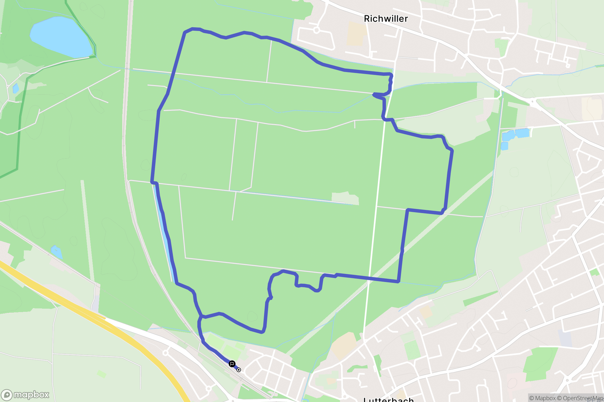 Lutterbach : carte du parcours de randonnée - France