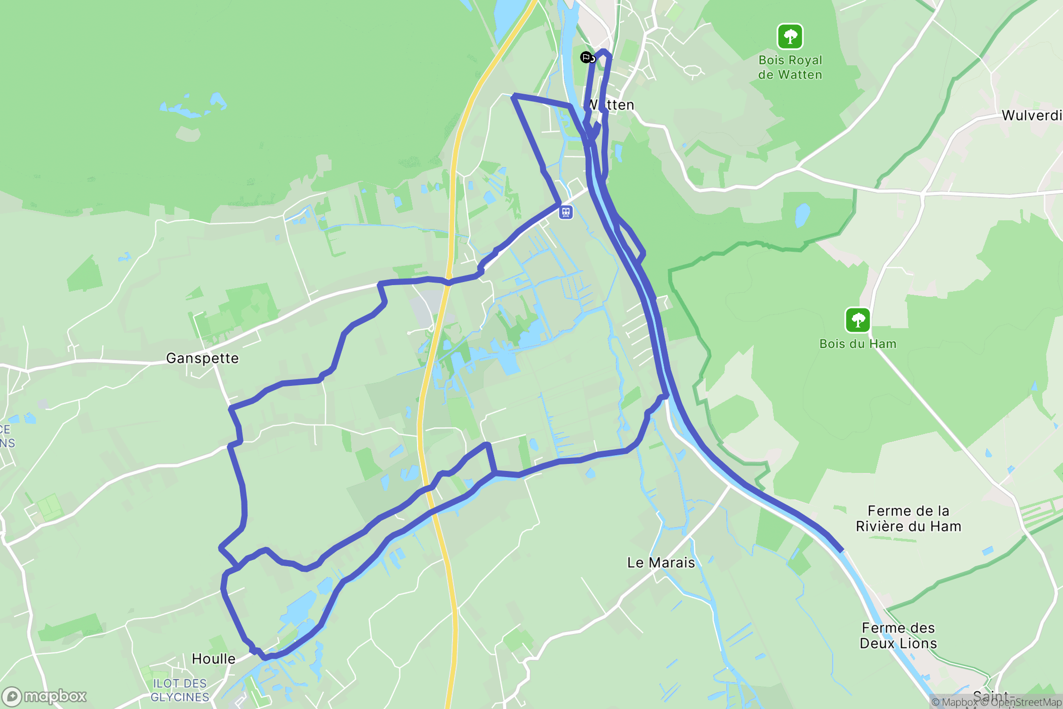 Watten : carte du parcours de randonnée - France