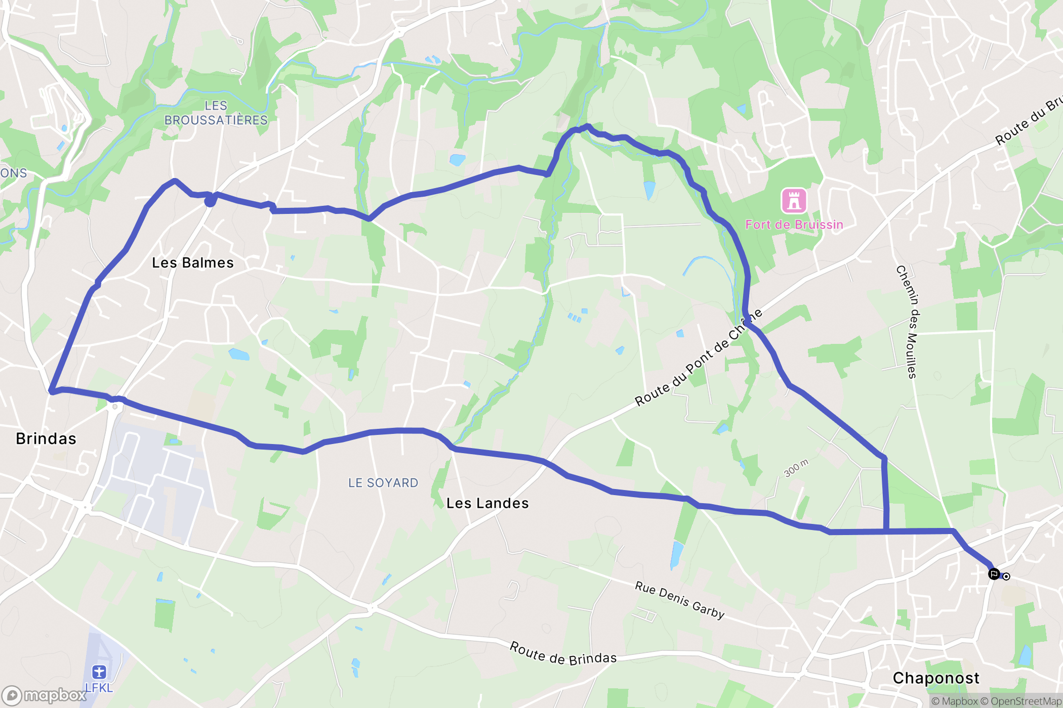 Chaponost : carte du parcours de randonnée - France