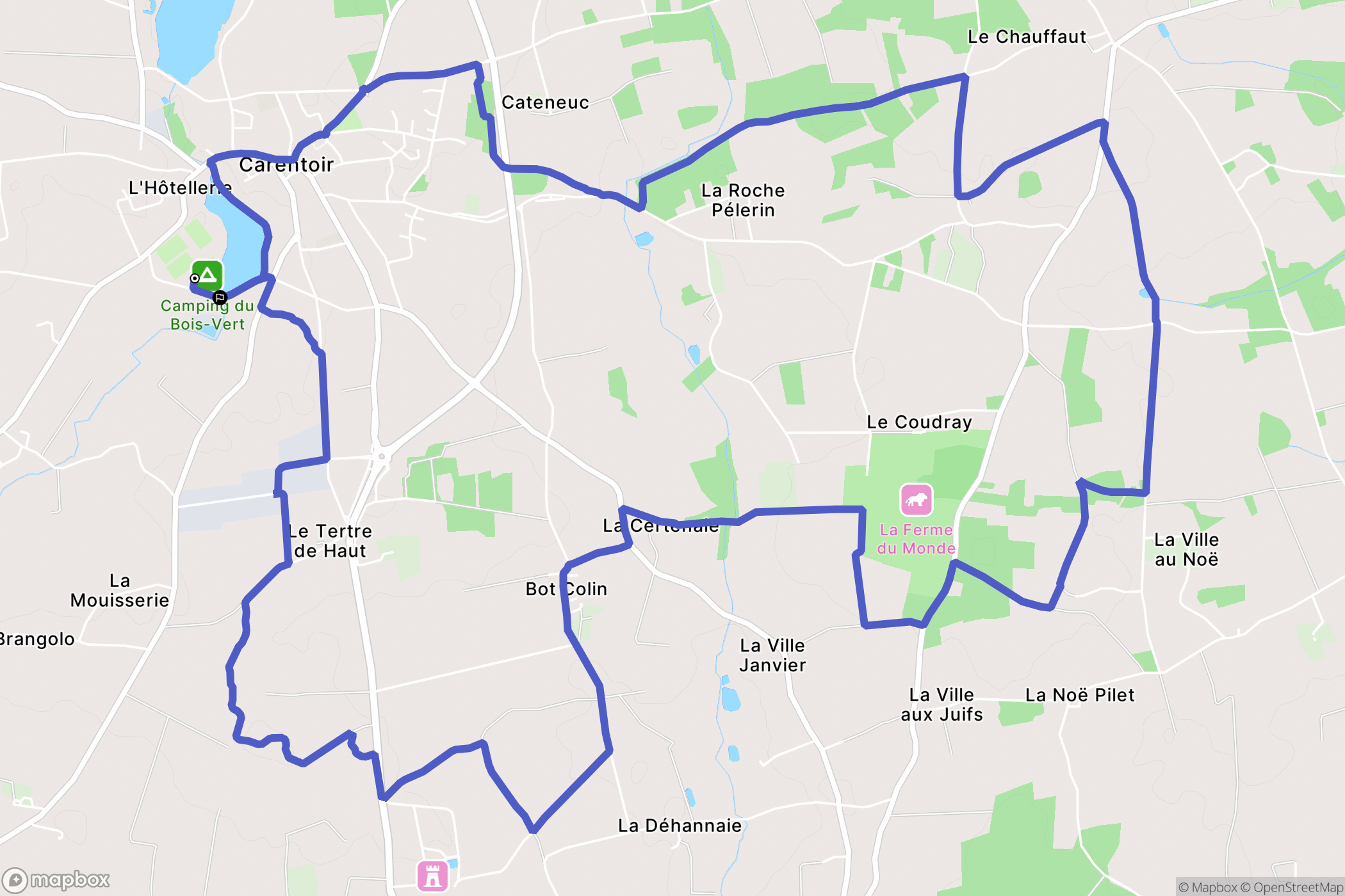 Carentoir : carte du parcours de randonnée - France