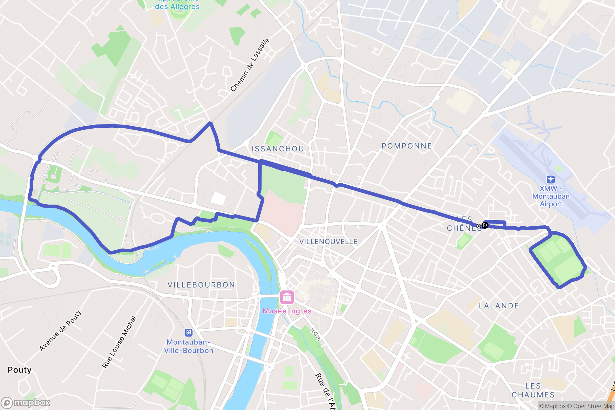 Montauban : carte du parcours de randonnée - France