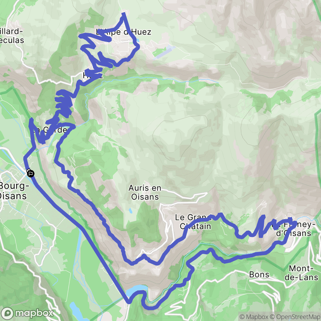 Le Bourg-d'Oisans : carte du parcours de randonnée - France