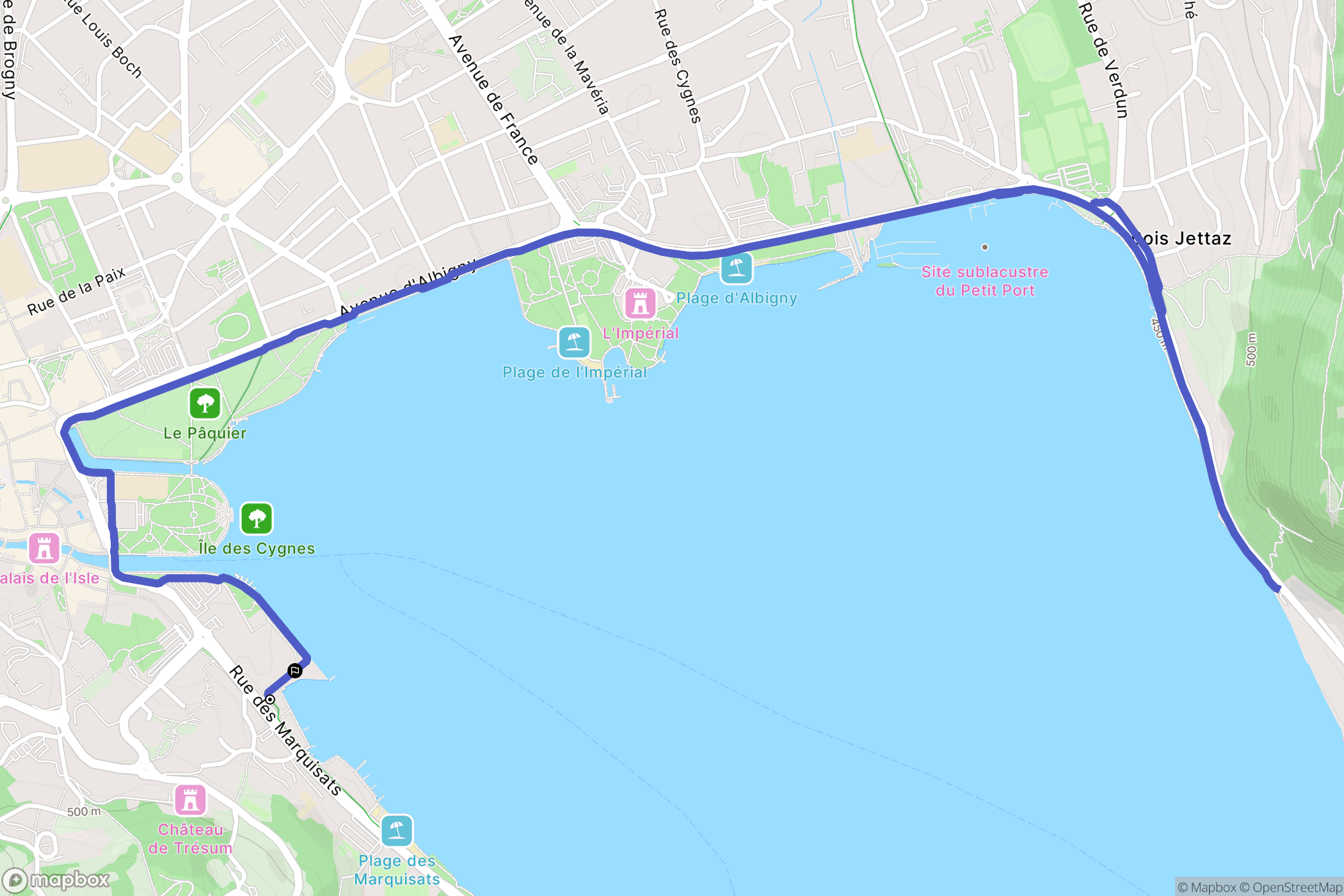 Annecy : carte du parcours de randonnée - France