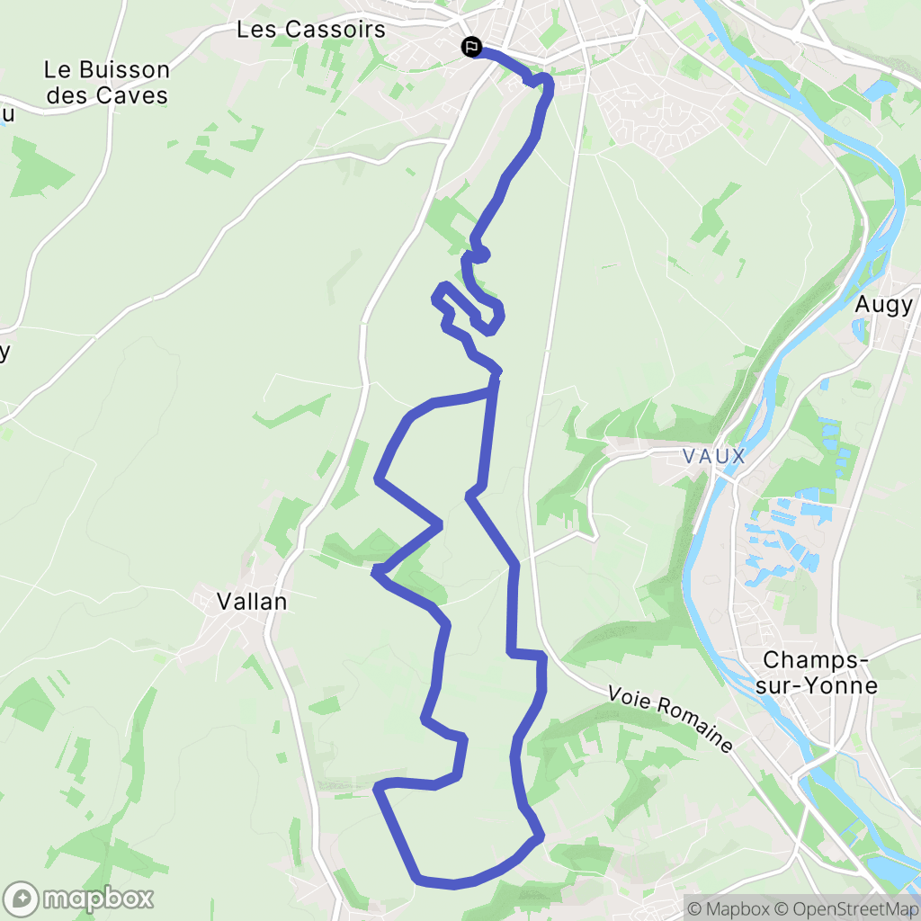 Auxerre : carte du parcours de randonnée - France