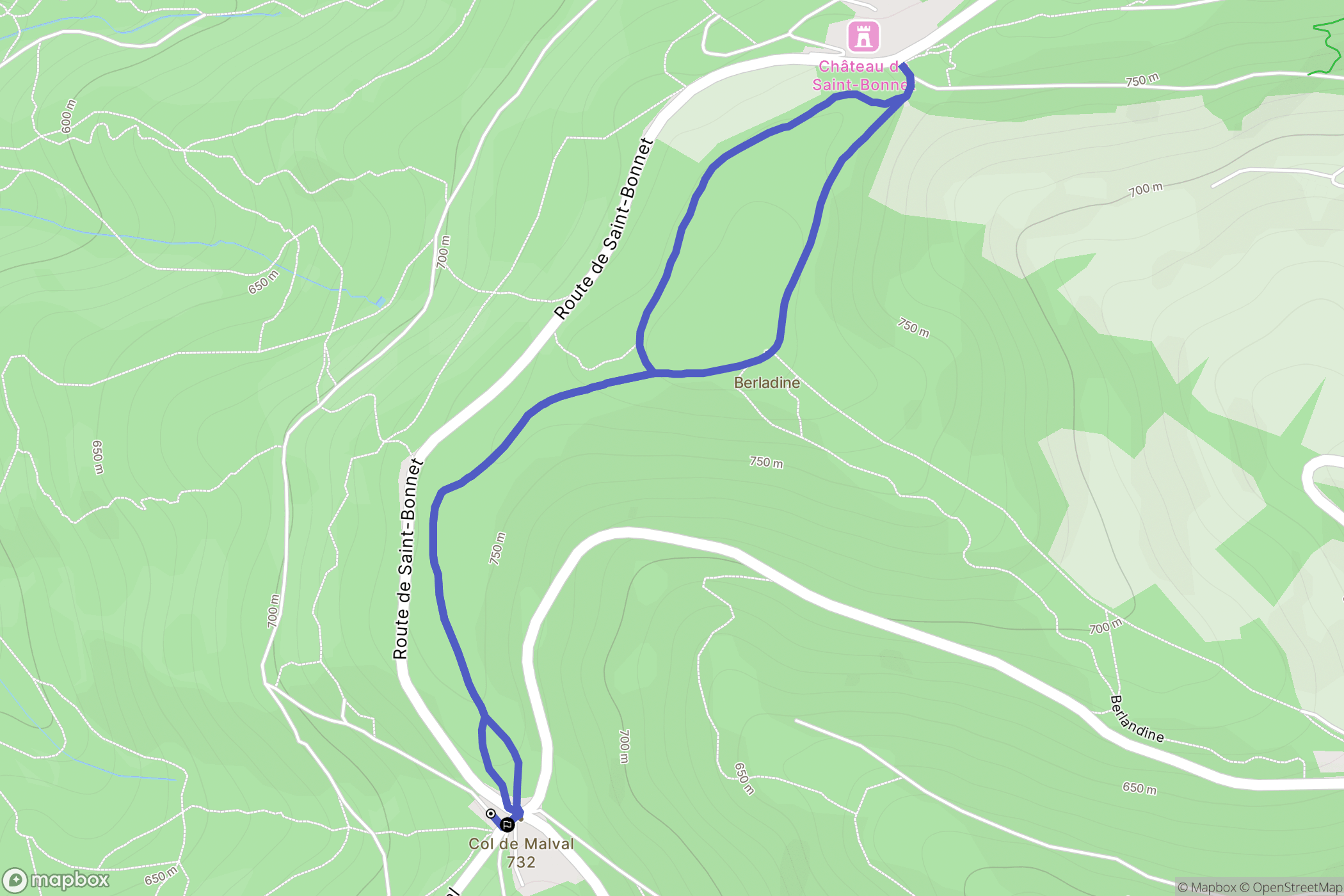 Courzieu : carte du parcours de randonnée - France